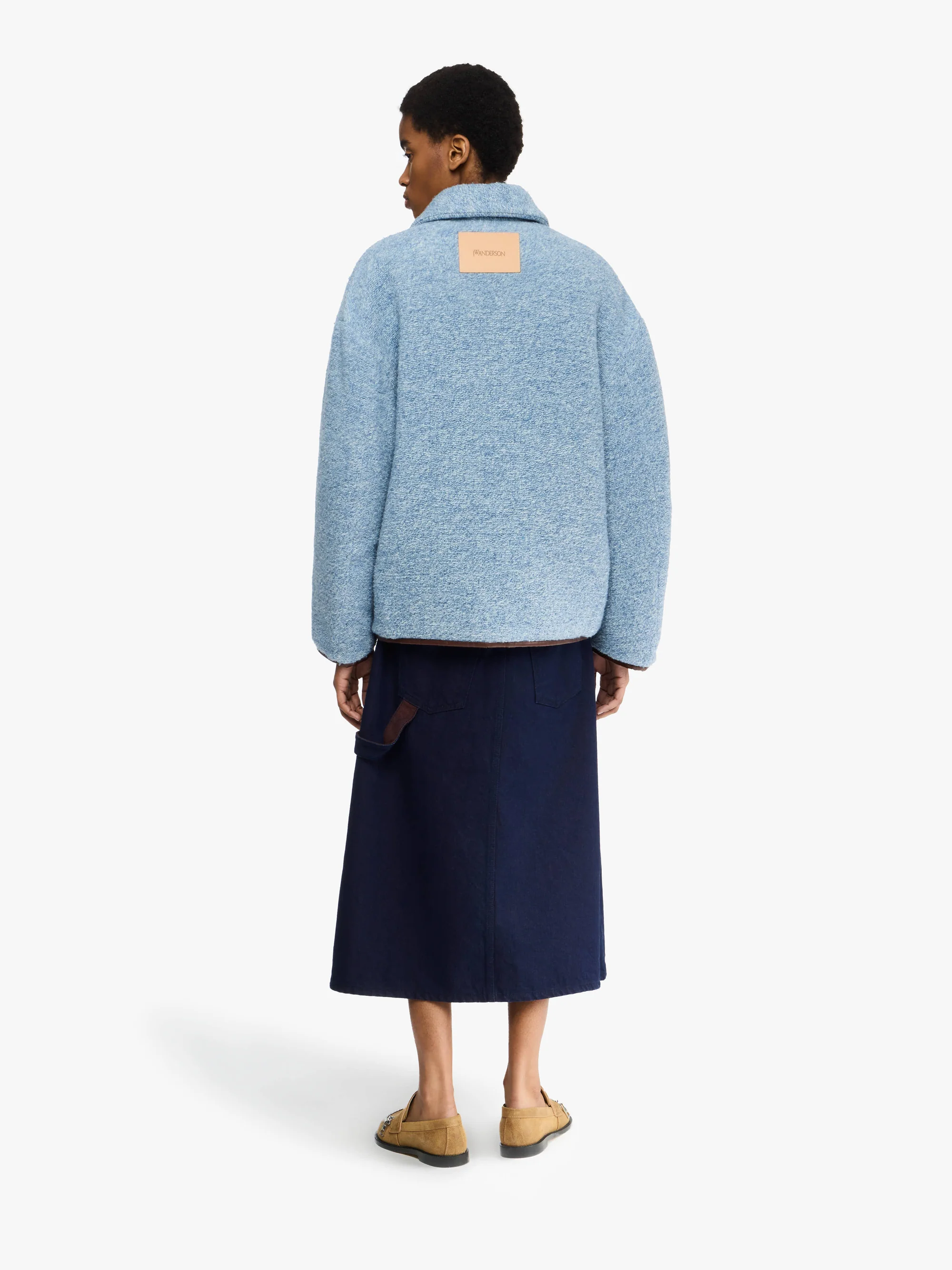 JW ANDERSON Contrast Trim Casual Jacket in Blue Melange