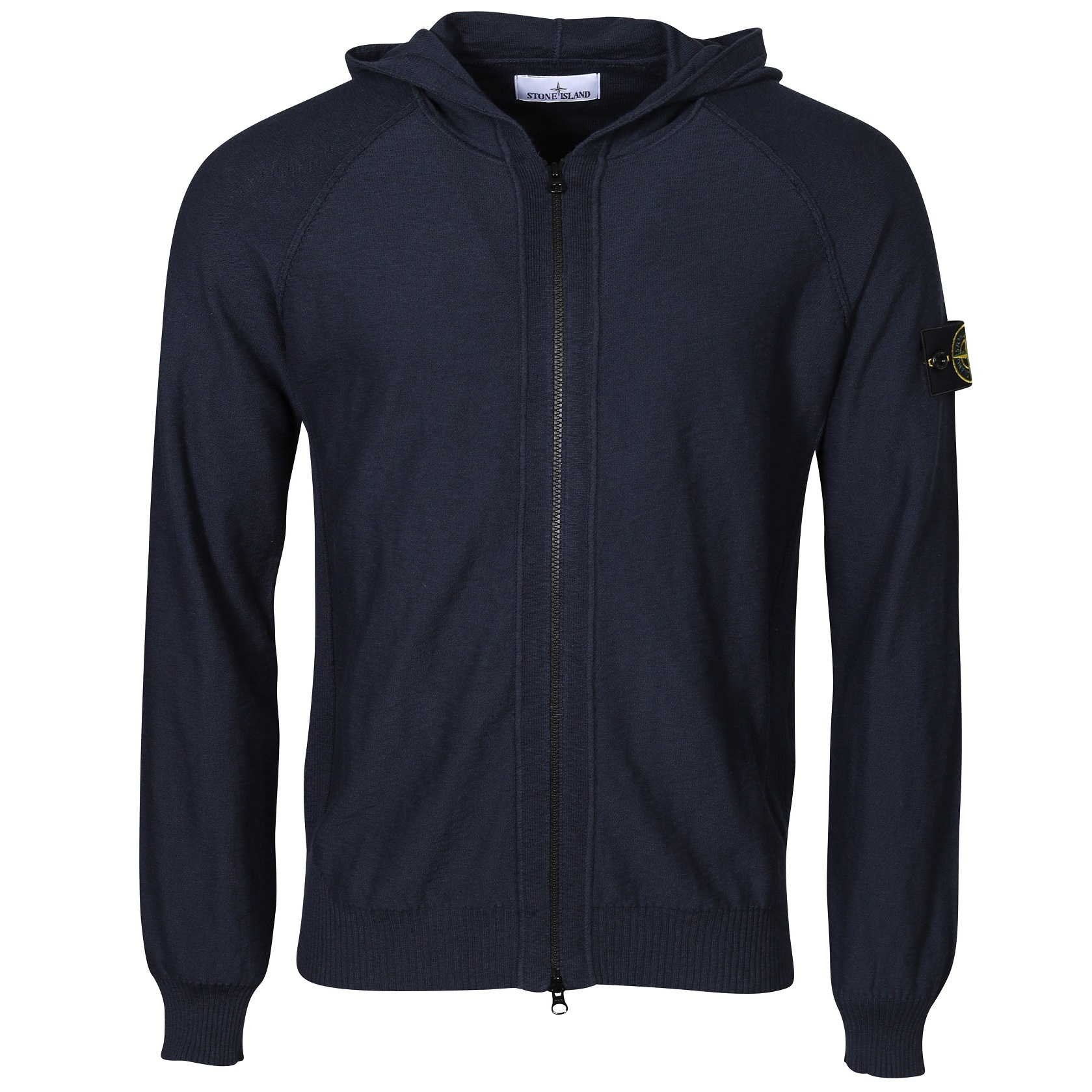 STONE ISLAND Cotton Knit Zip Hoodie in Navy Blue M