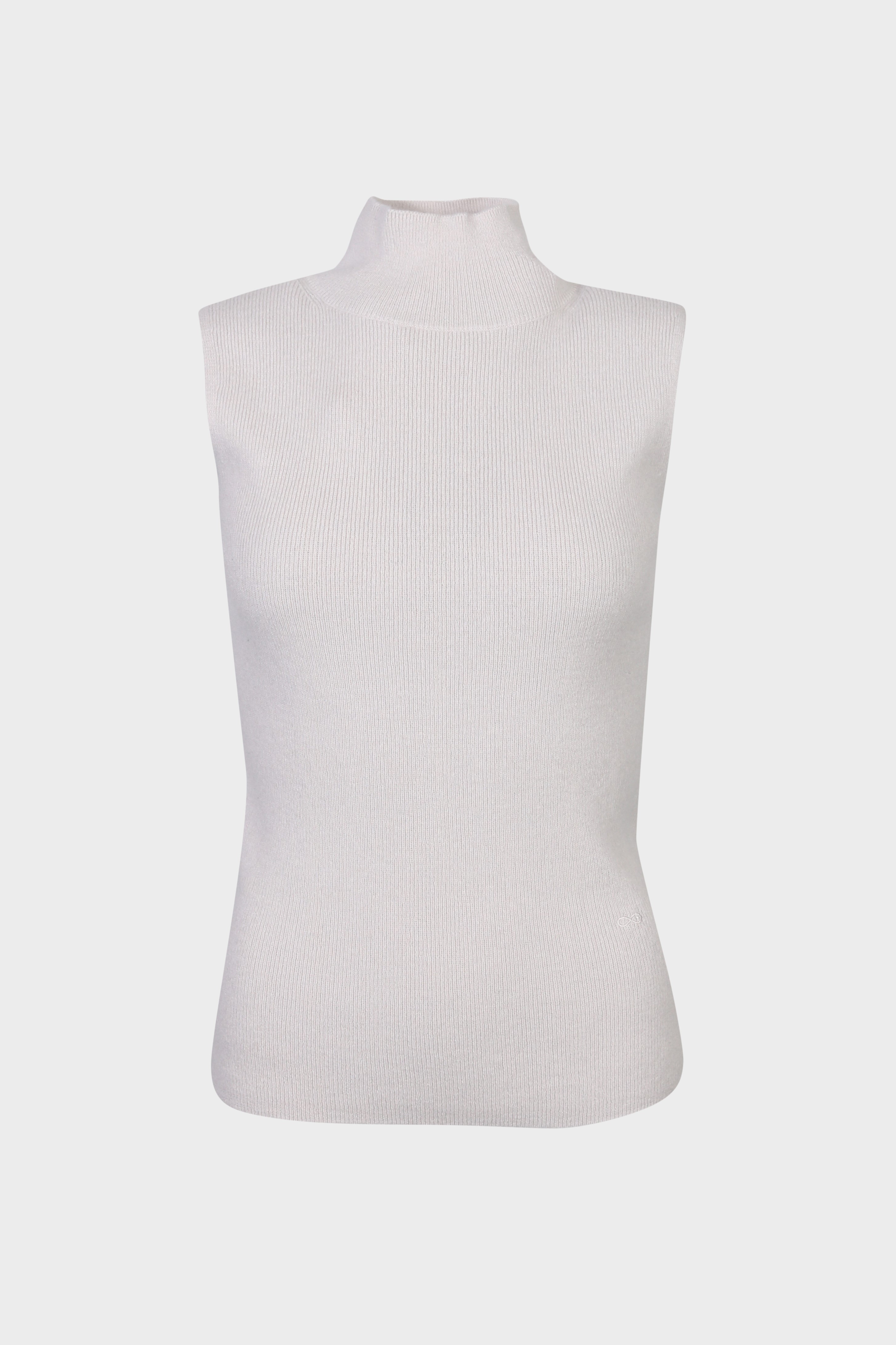 SMINFINITY Sleeveless Knit Turtle Neck in Pebble SMINFINITY Sleeveless Knit Turtle Neck in Pebble