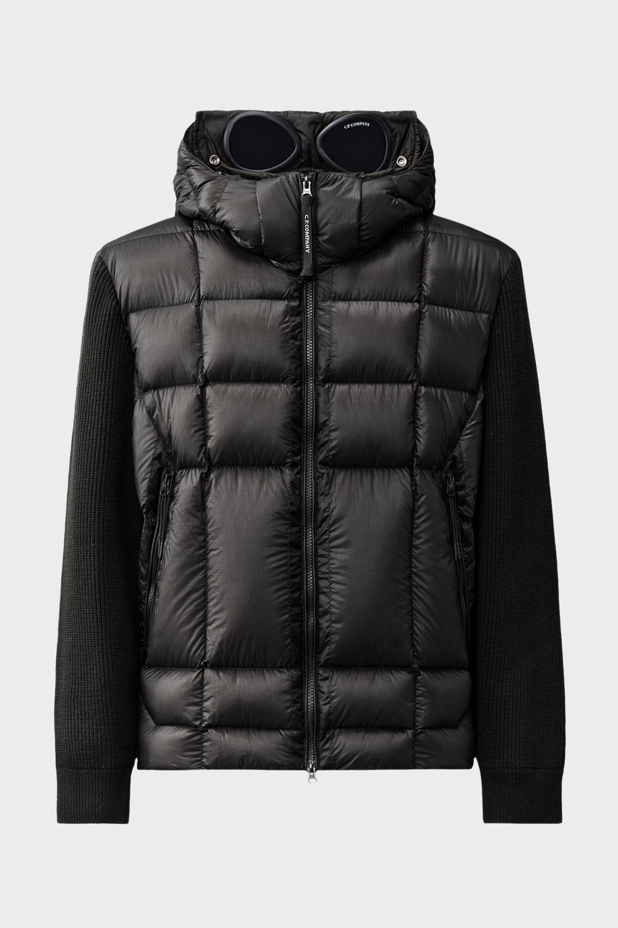 C.P. COMPANY Merino Wool Mixed D.D. Shell Down Jacket in Black