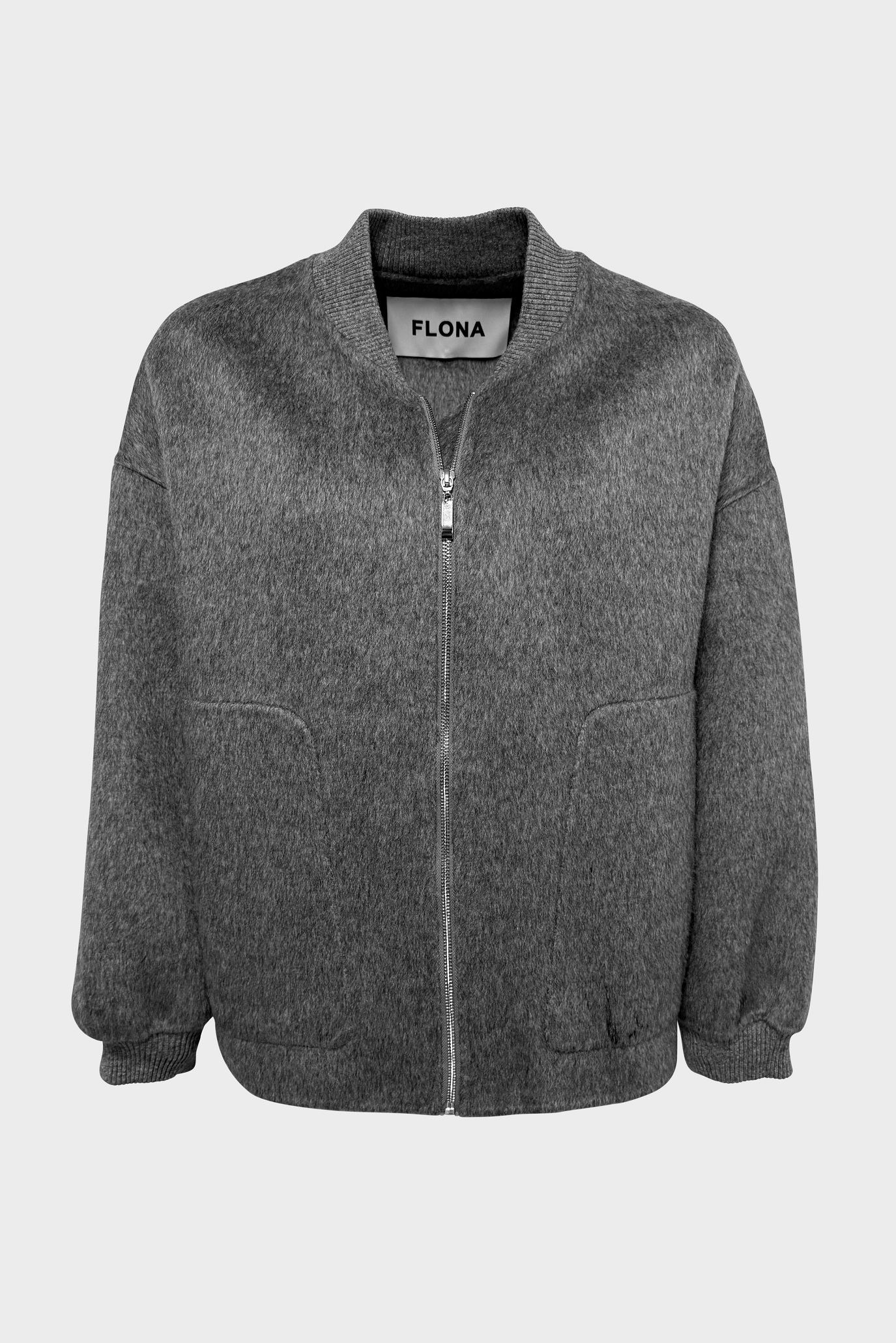 FLONA Wool Bomber in Grey Melange