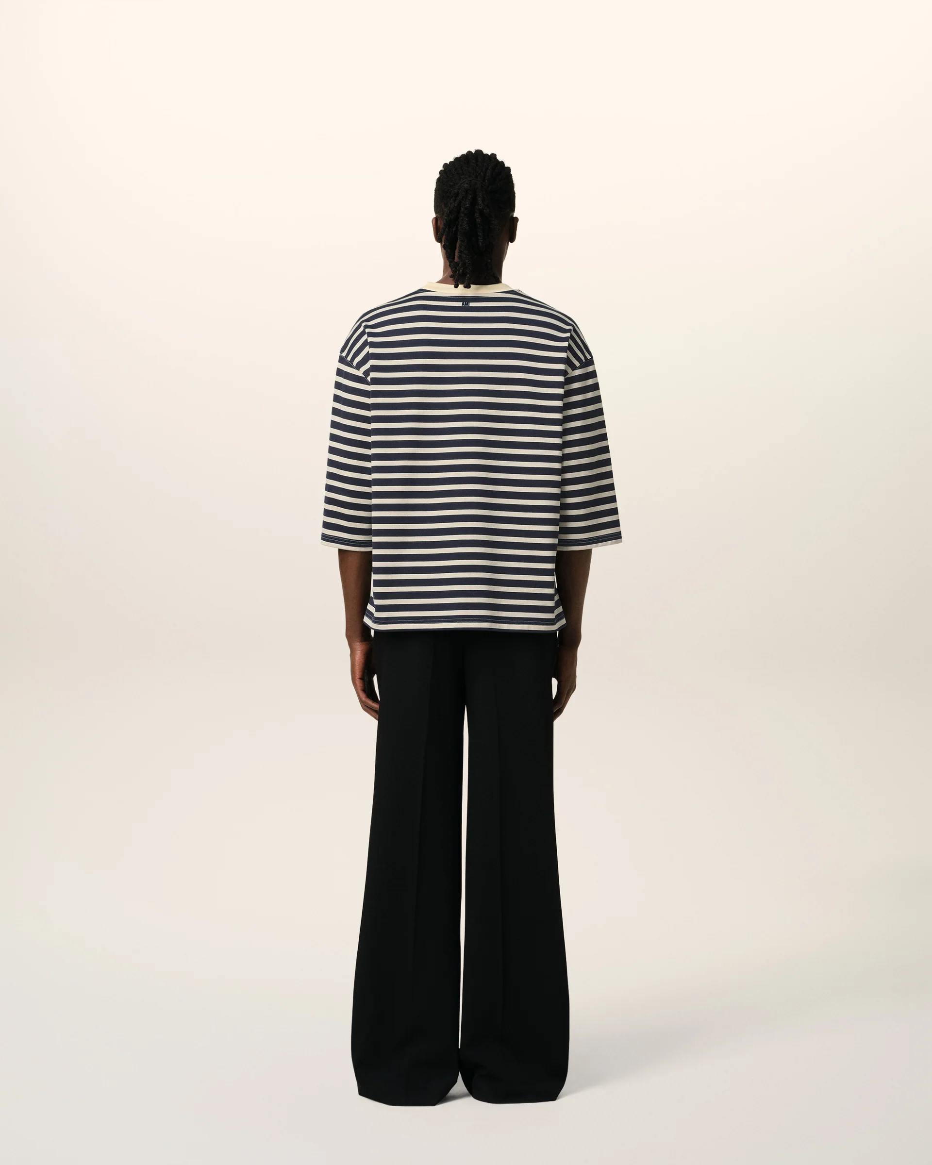 AMI PARIS Oversize T-Shirt in Navy/Cream Stripe AMI PARIS Oversize T-Shirt in Navy/Cream Stripe