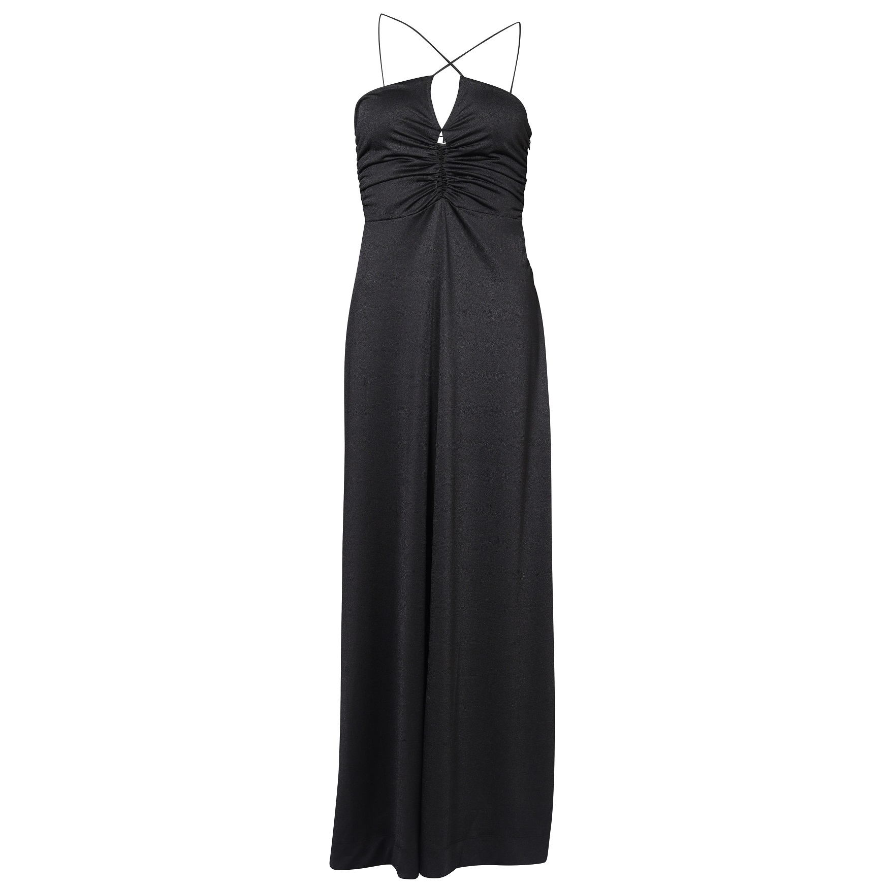 GANNI Shiny Crepe Jersey Dress in Black