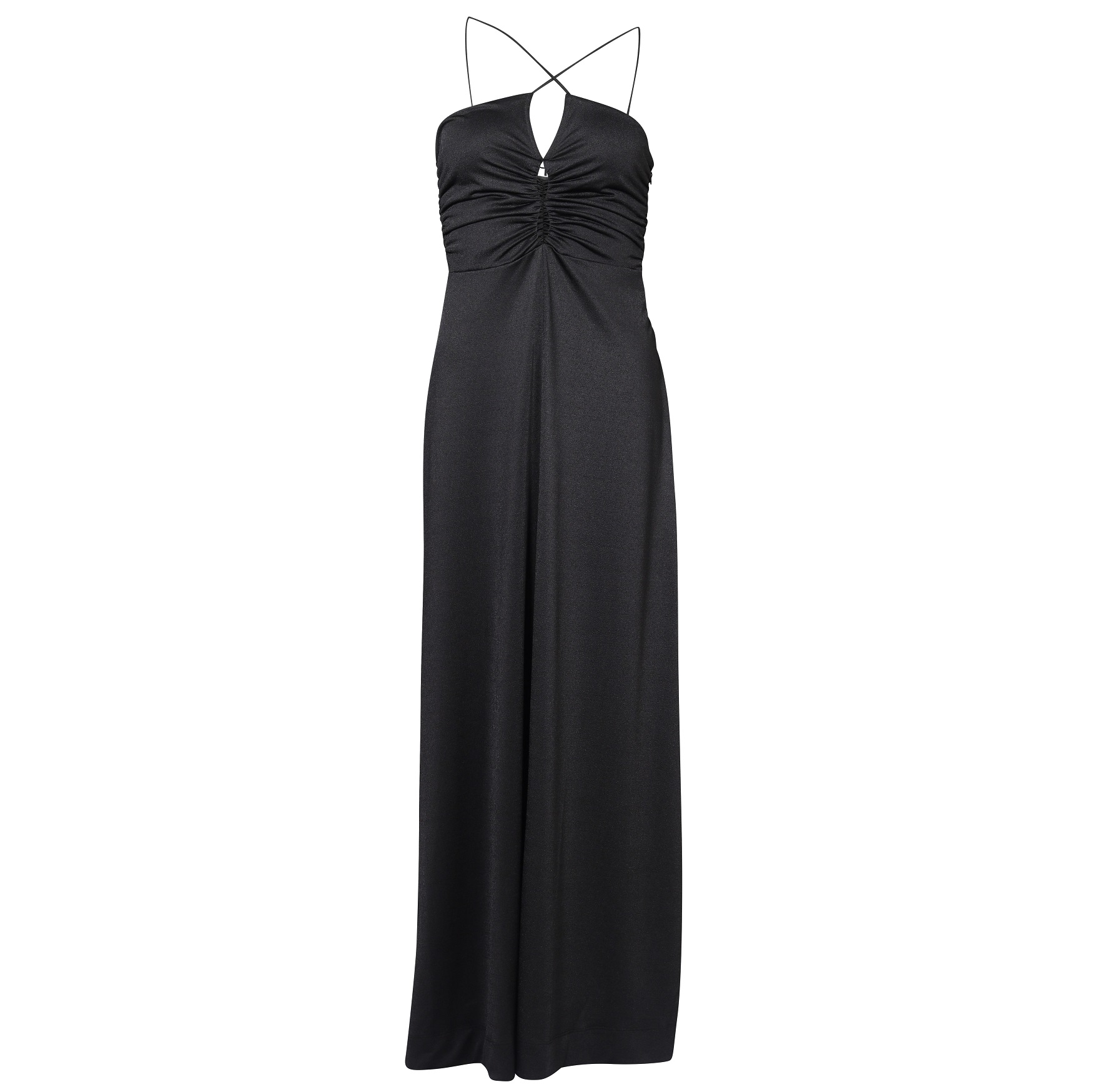 GANNI Shiny Crepe Jersey Dress in Black 34