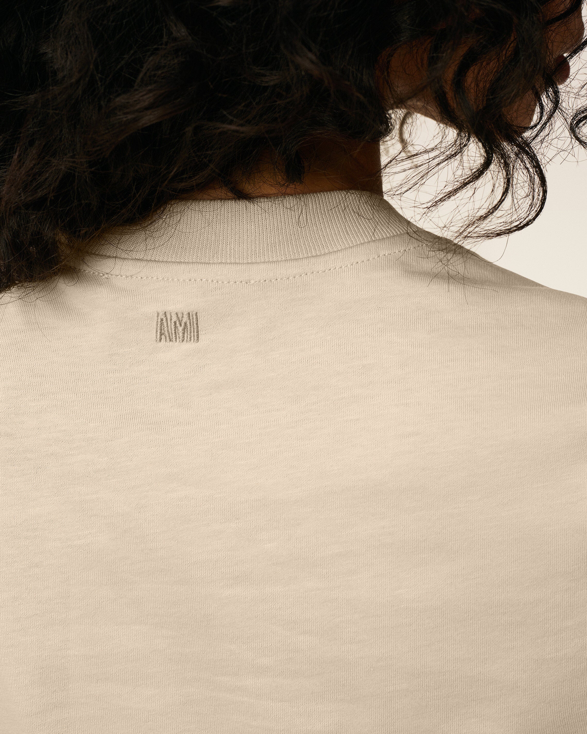 AMI PARIS de Coeur Fitted T-Shirt in White Coffee/Black