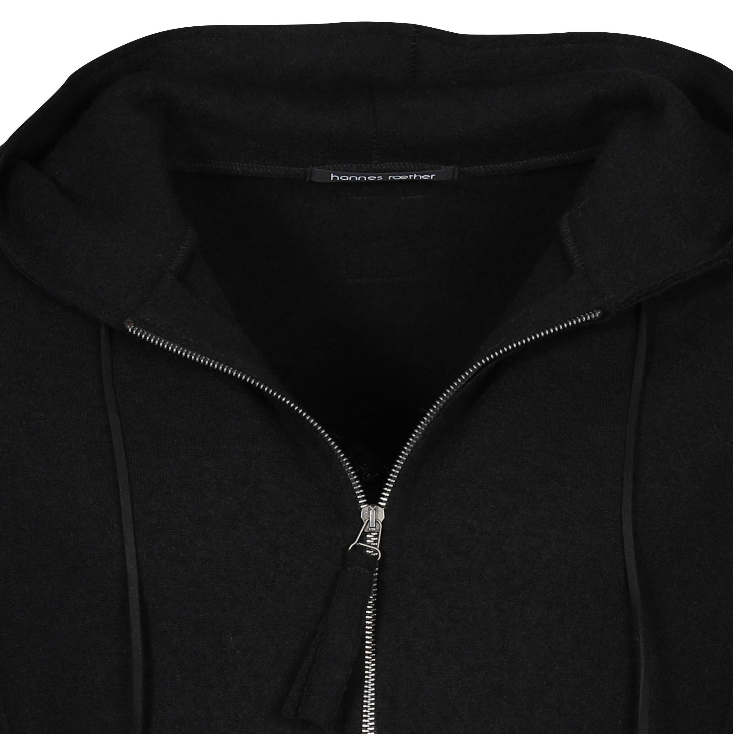 Hannes Roether Knit Hooded Zip Jacket in Black