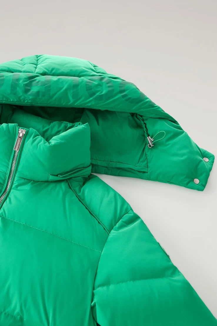 WOOLRICH Alsea Short Down Puffer Jacket in Green XS