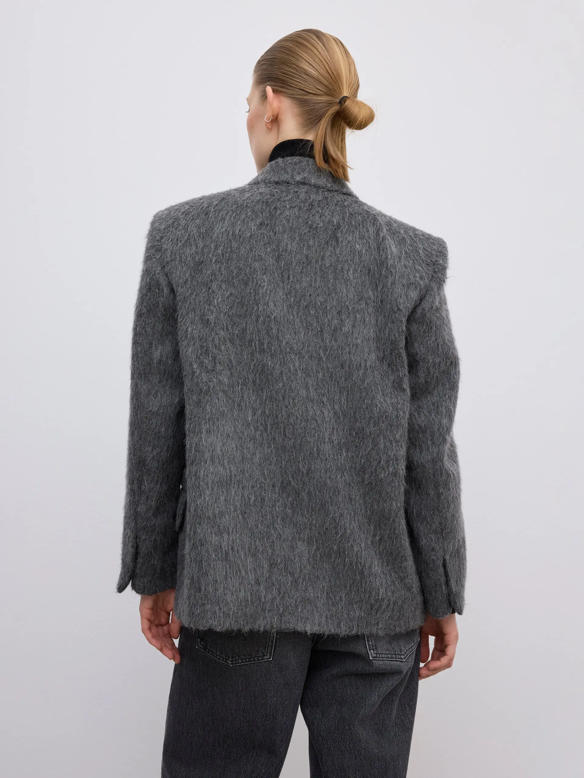 DAGMAR Brushed Wool Blazer in Grey