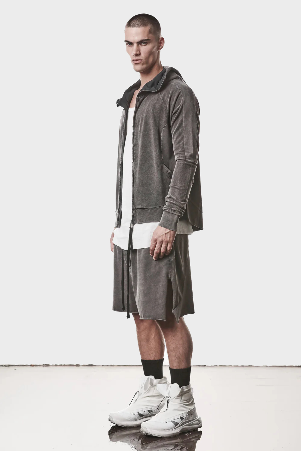 THOM KROM Zip Hoodie in Dark Used Grey