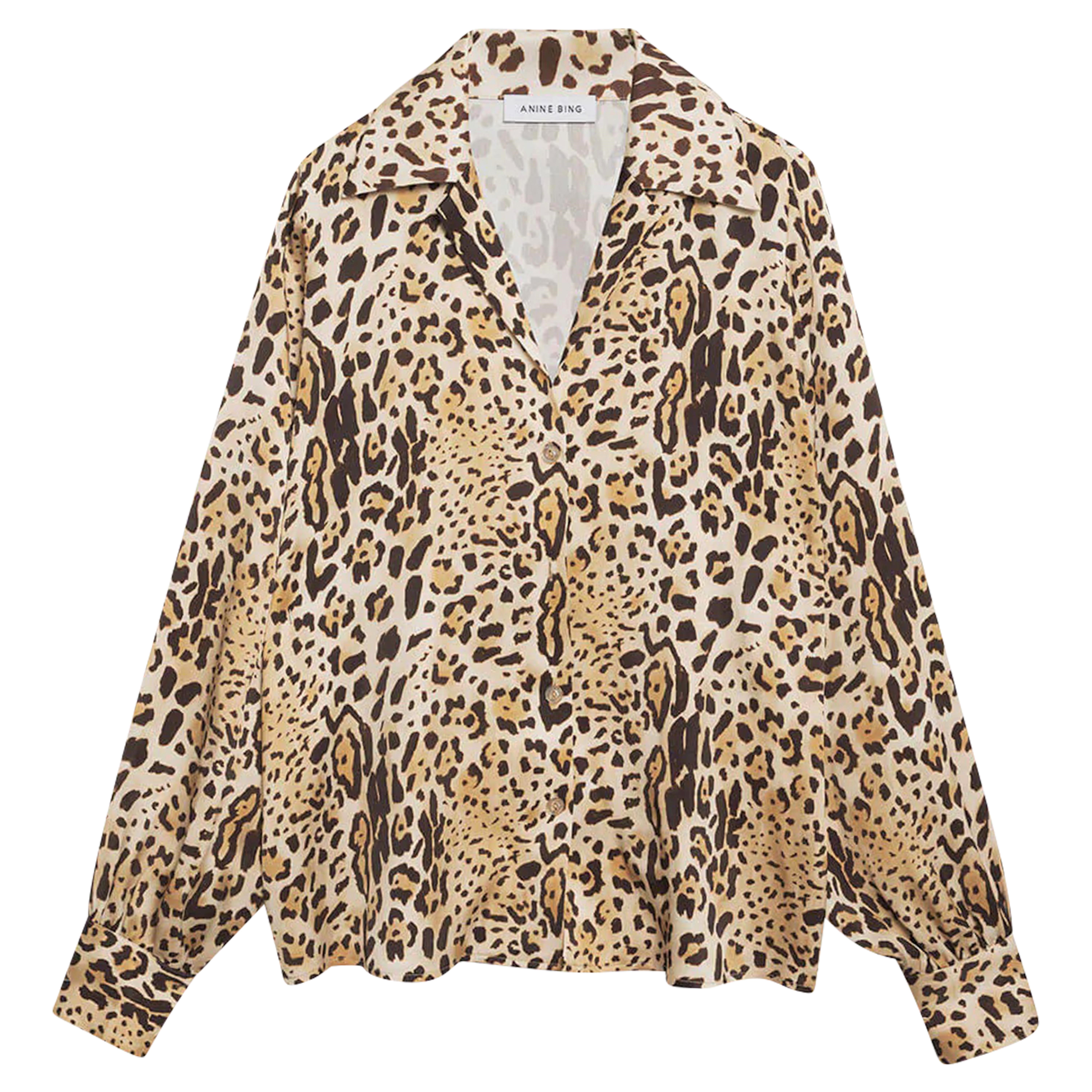 Anine Bing Mylah Shirt in Cheetah Print XS