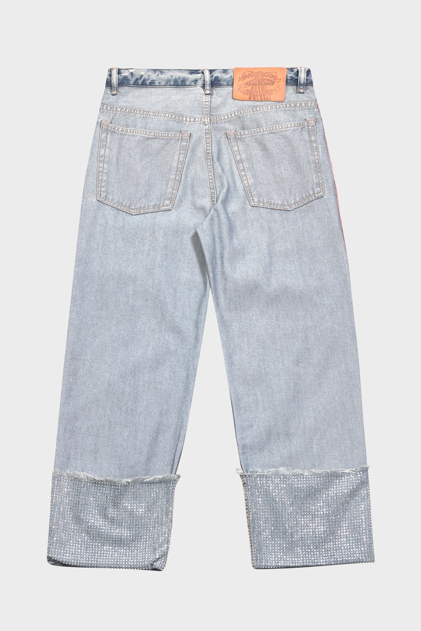 ACNE STUDIOS Inside-Out Jeans with Rhinestones in Mid Blue