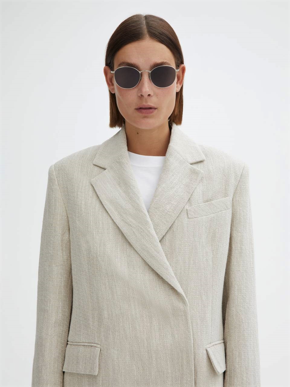 DAGMAR Classic Linen Blazer in Light Sand Beige 36