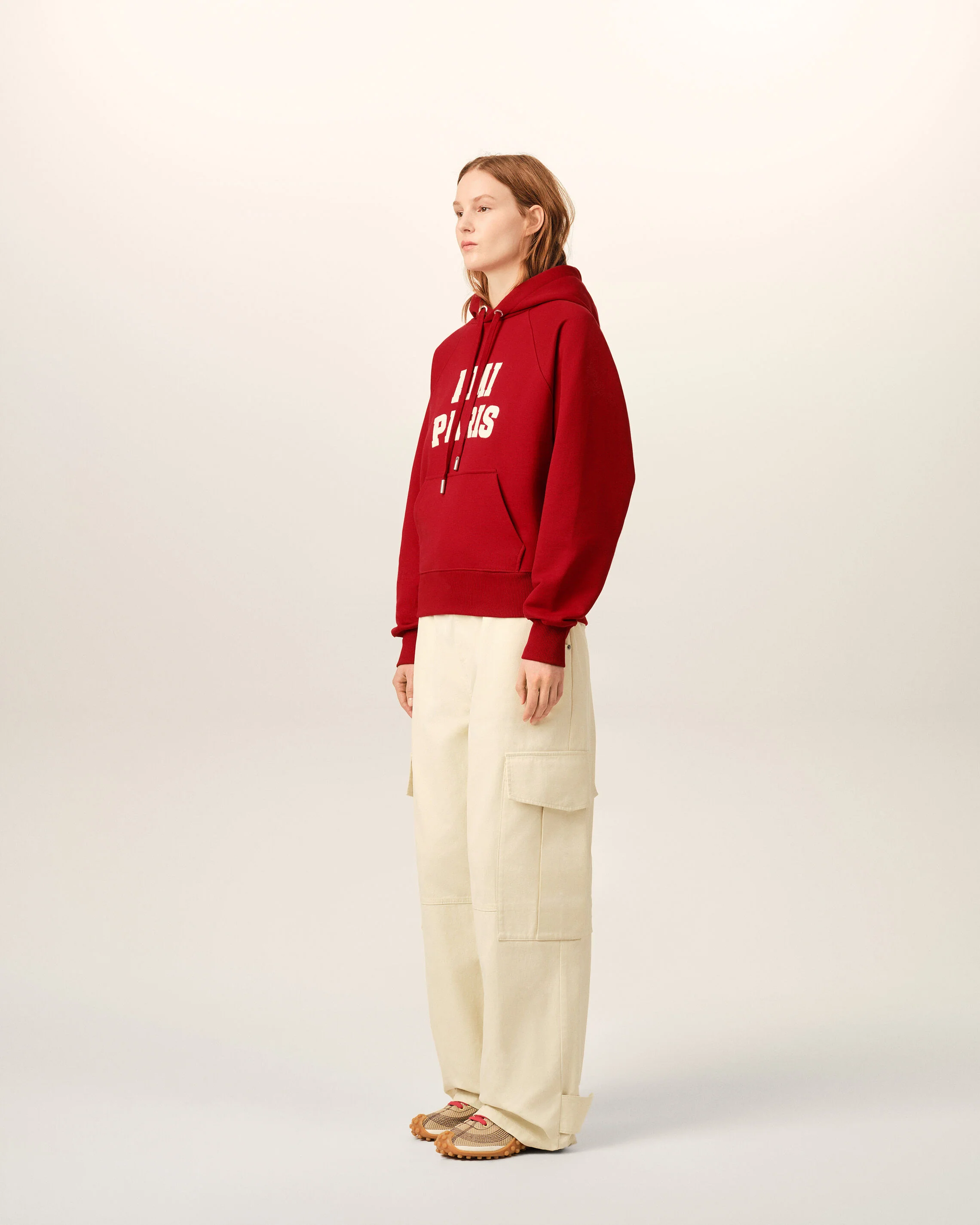 AMI PARIS Hoodie in Ruby Red
