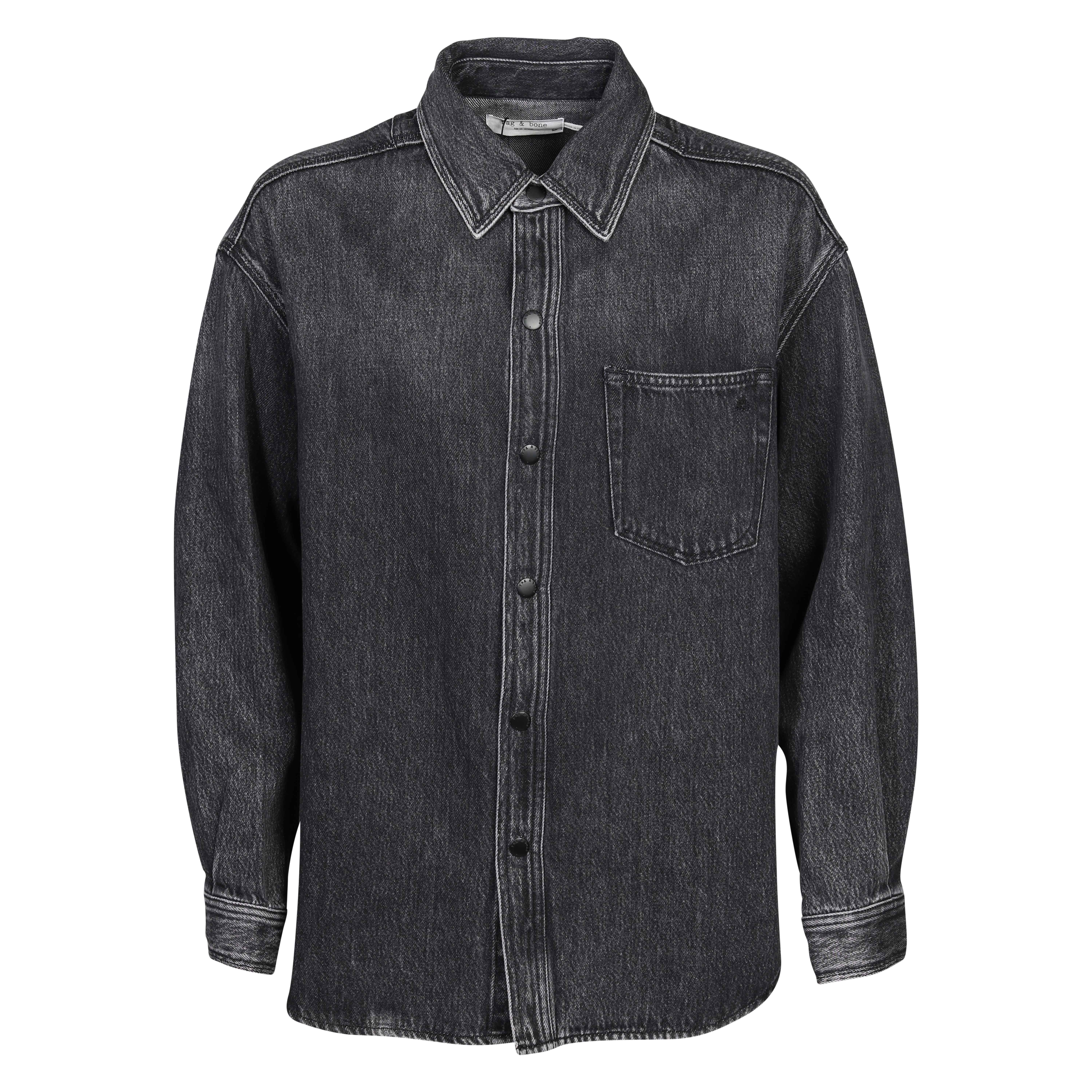 Rag & Bone Broken in Denim Oversized Shirt in Onyx