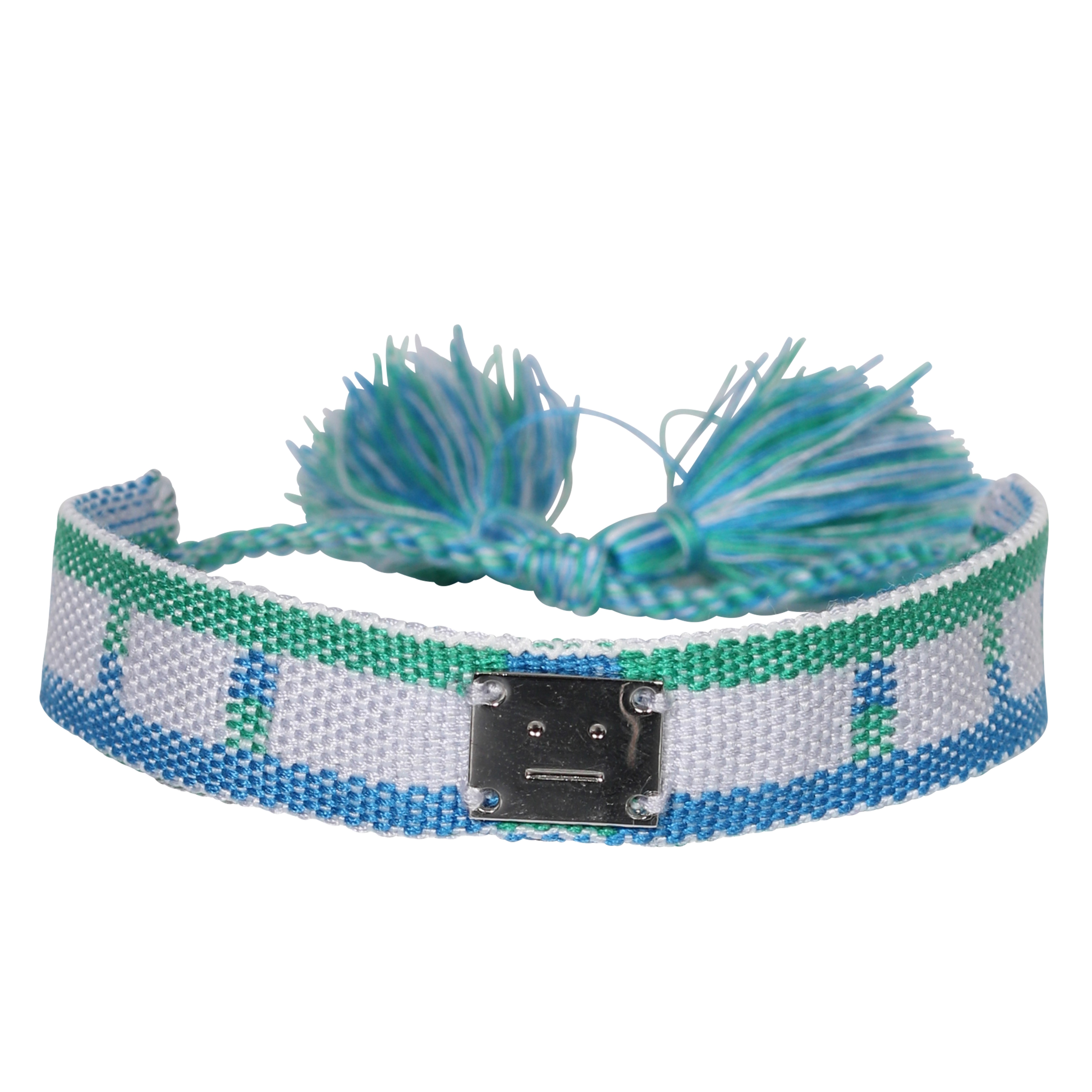 Acne Studios Face Cotton Bracelet in Green/Blue