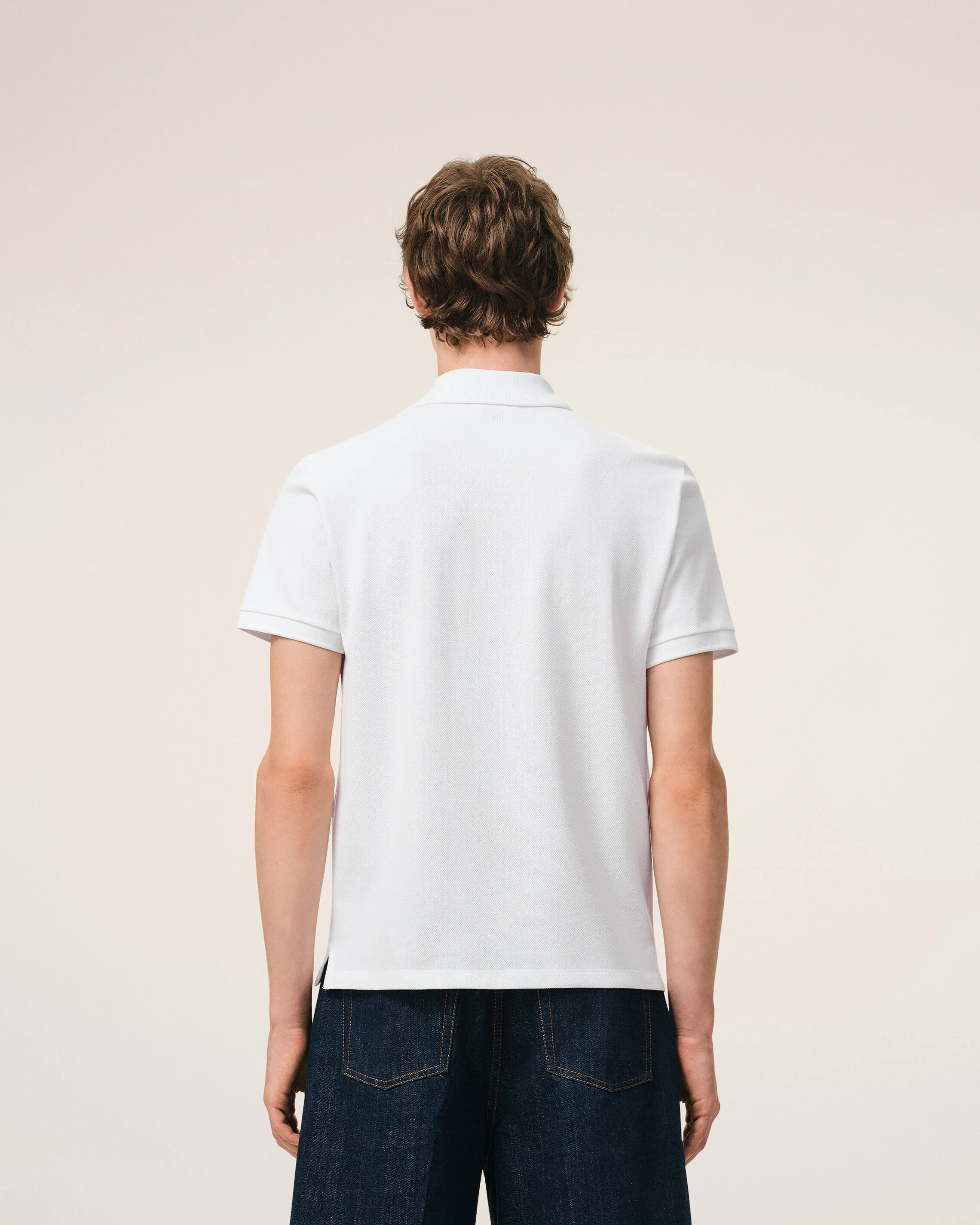 AMI PARIS de Coeur Polo Shirt in White/Black Logo