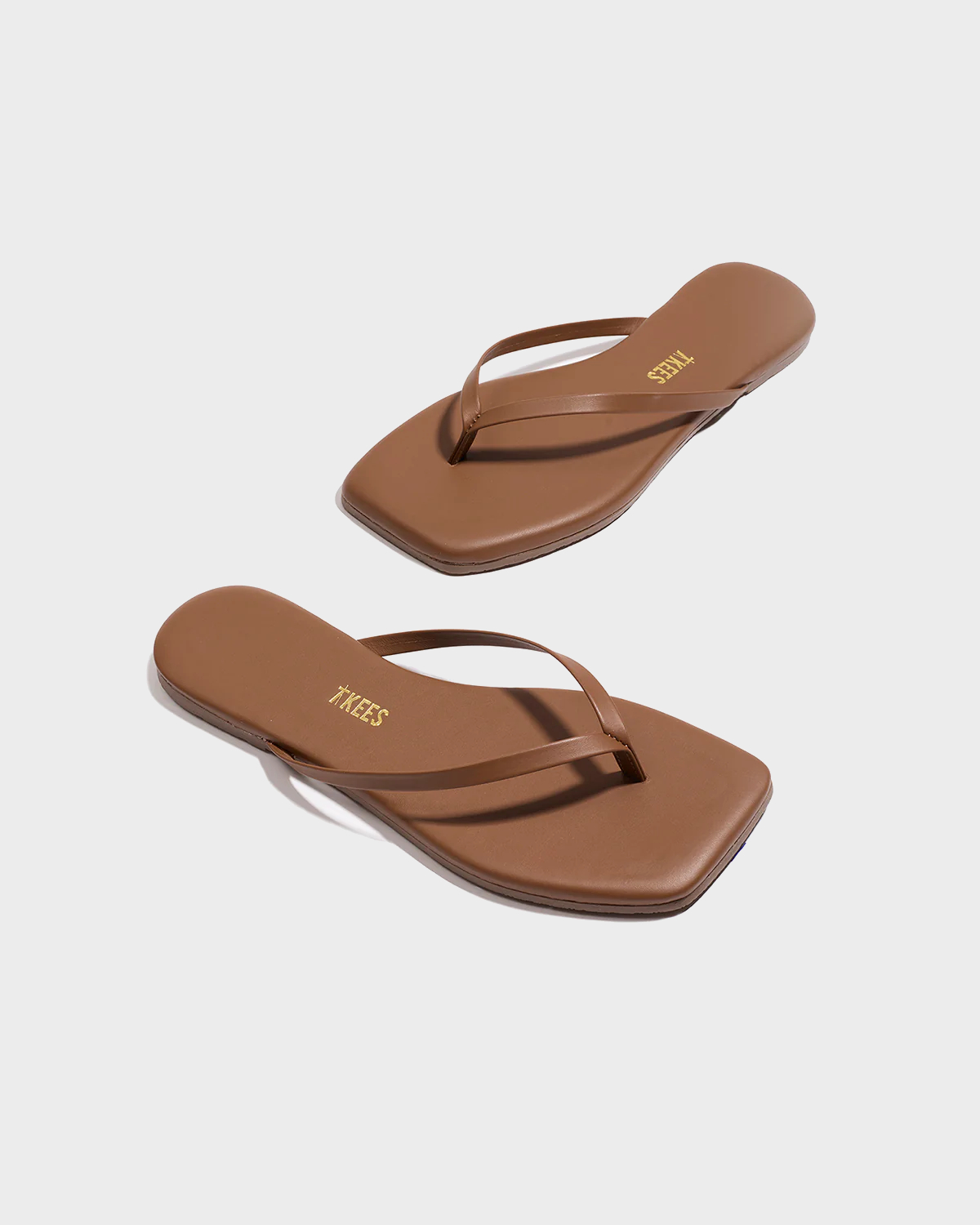 TKEES Square Toe Lily Leather Flip Flop in Camel 42