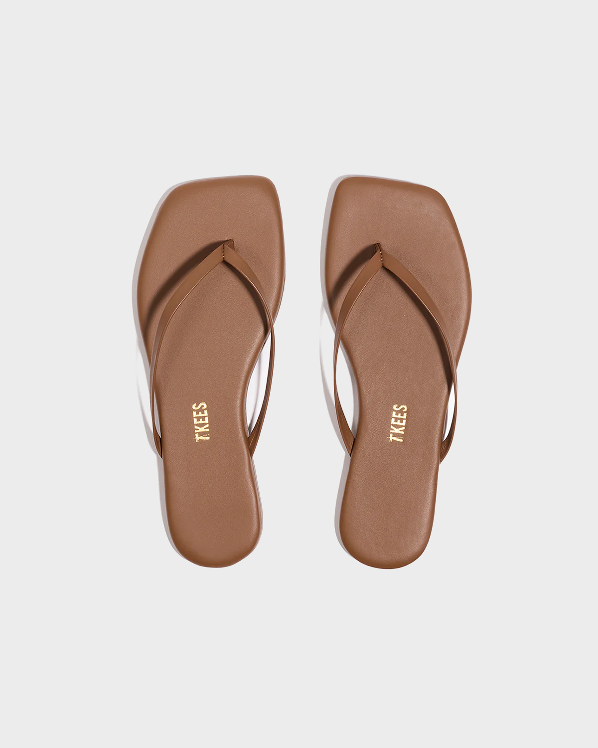 TKEES Square Toe Lily Leather Flip Flop in Camel 42