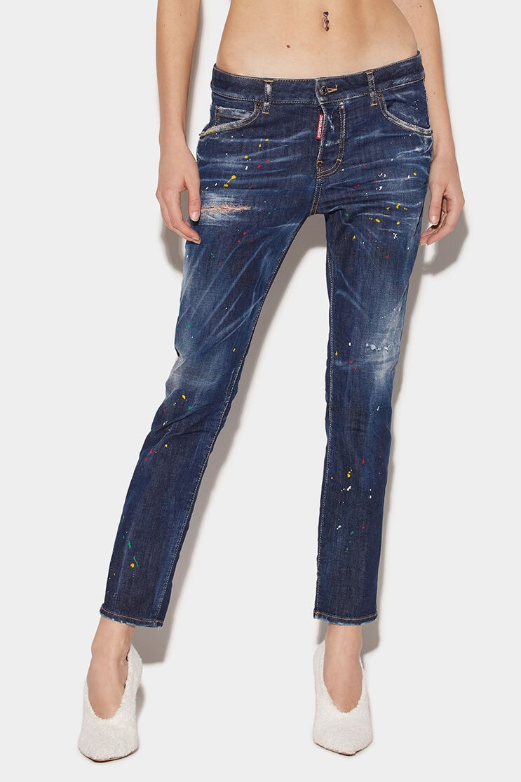 DSQUARED2 Jeans Cool Girl in Washed Dark Blue Color Dots 42