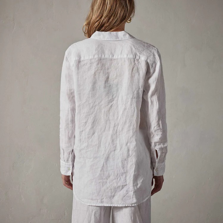 JAMES PERSE Light Weight Linen Shirt in White 2/M