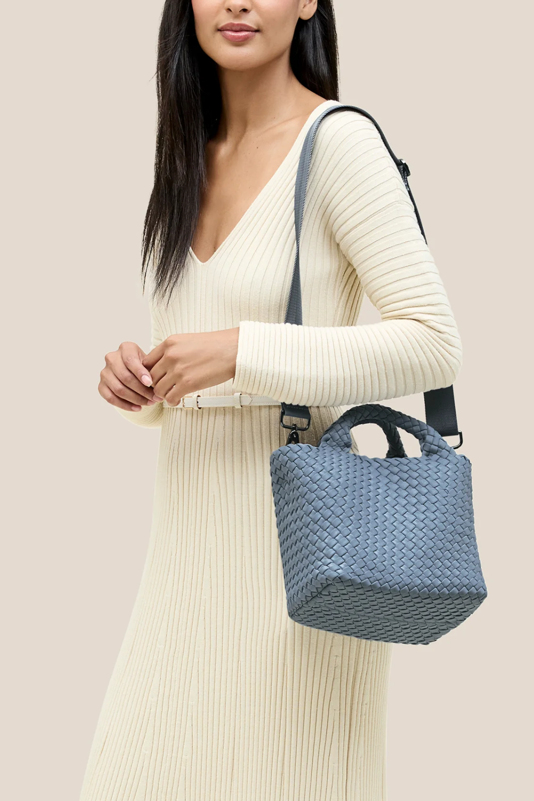 NAGHEDI Handwoven Small Tote St. Barth in Nova Blue