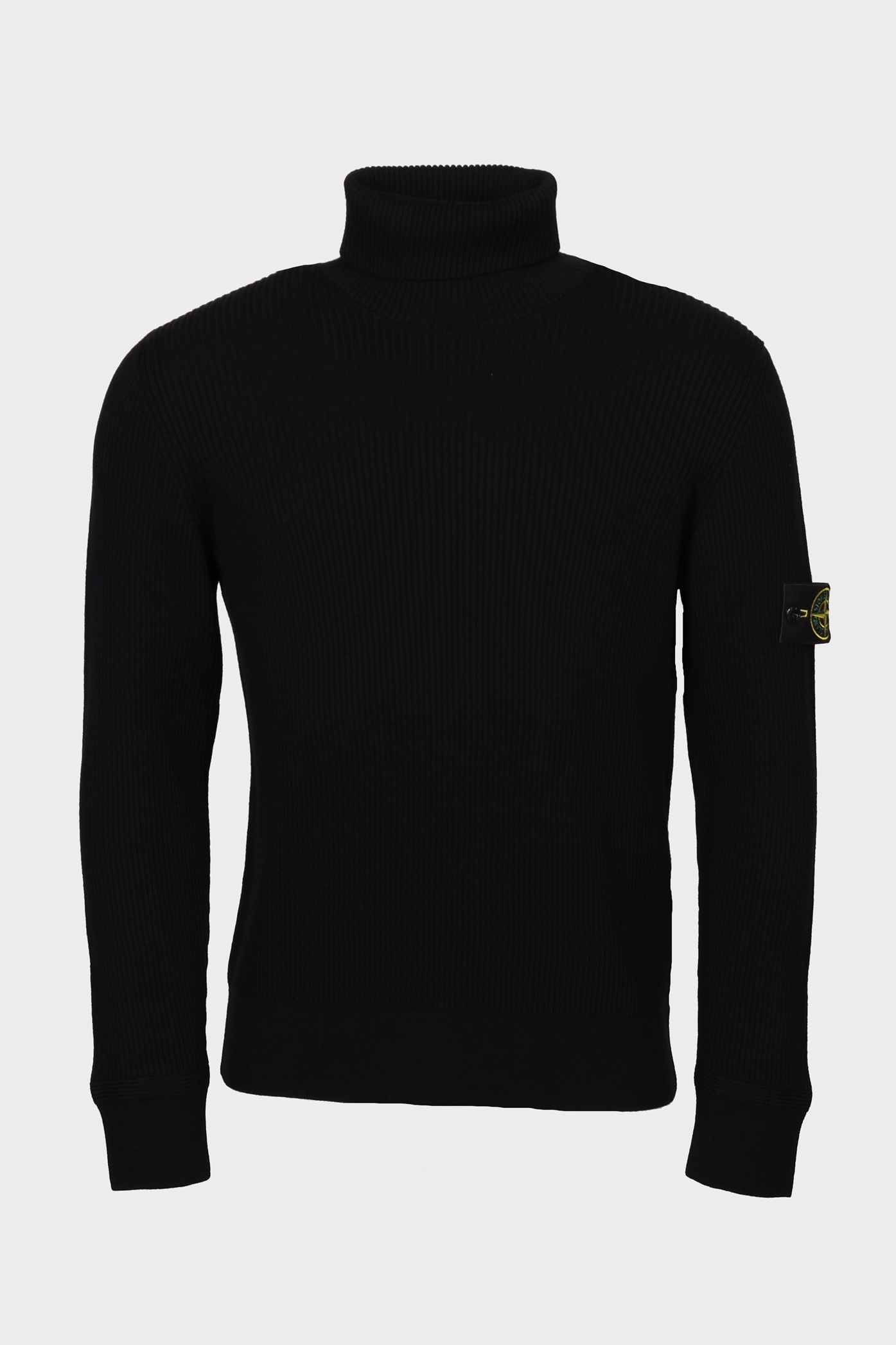 STONE ISLAND Rib Knit Turtle Neck in Black