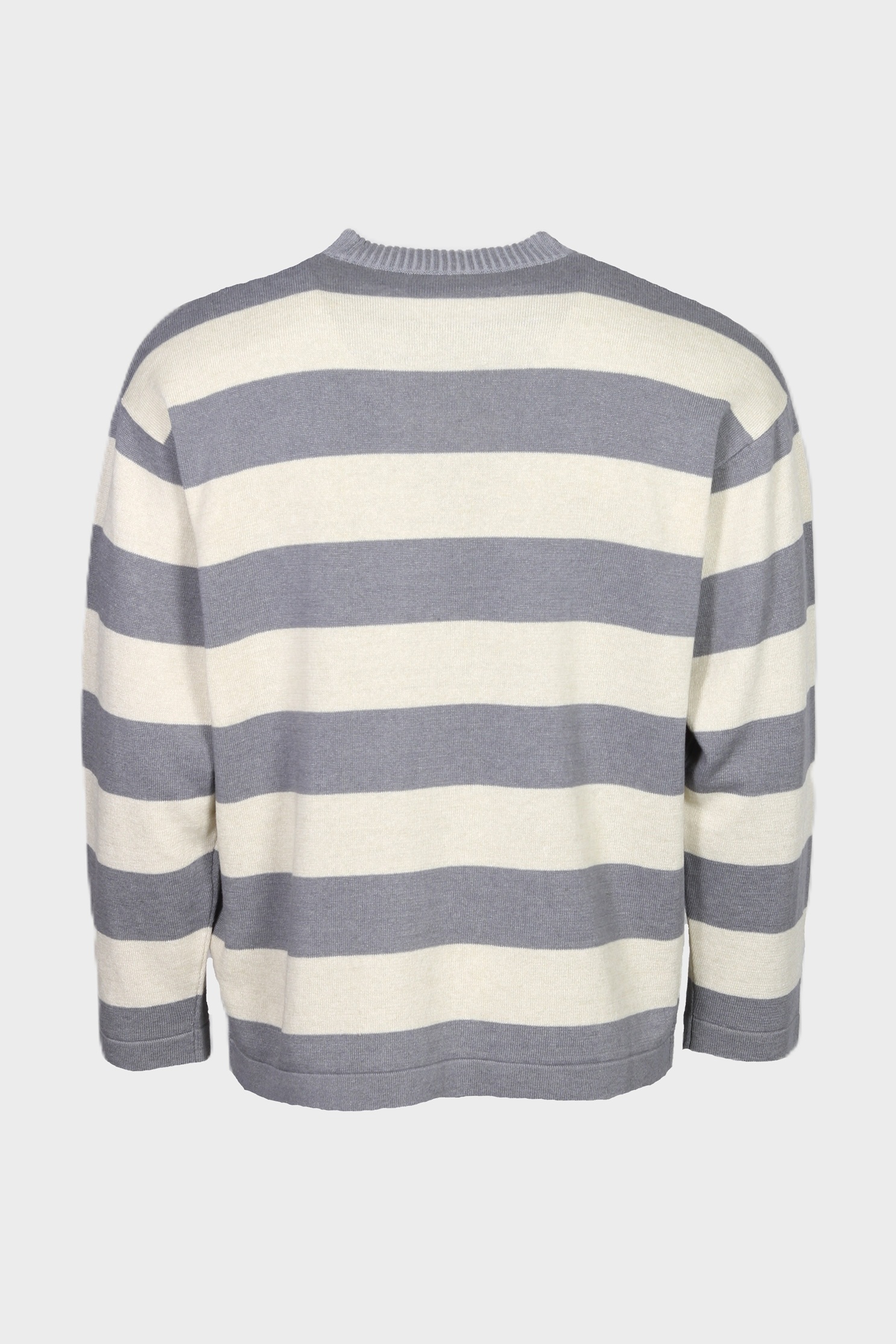 STONE ISLAND MARINA Summer Knit Pullover in Creme/Grey Stripes