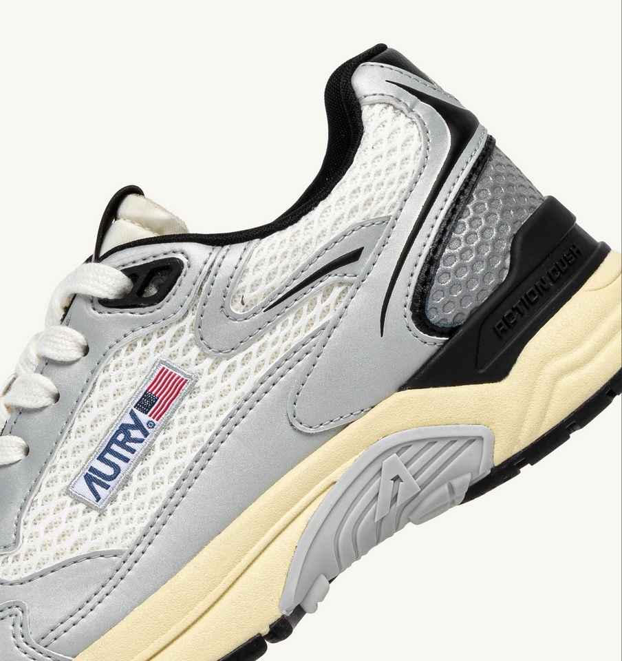 AUTRY ACTION SHOES Hyperway in Synthetic Leather/Mesh/Black/Silver