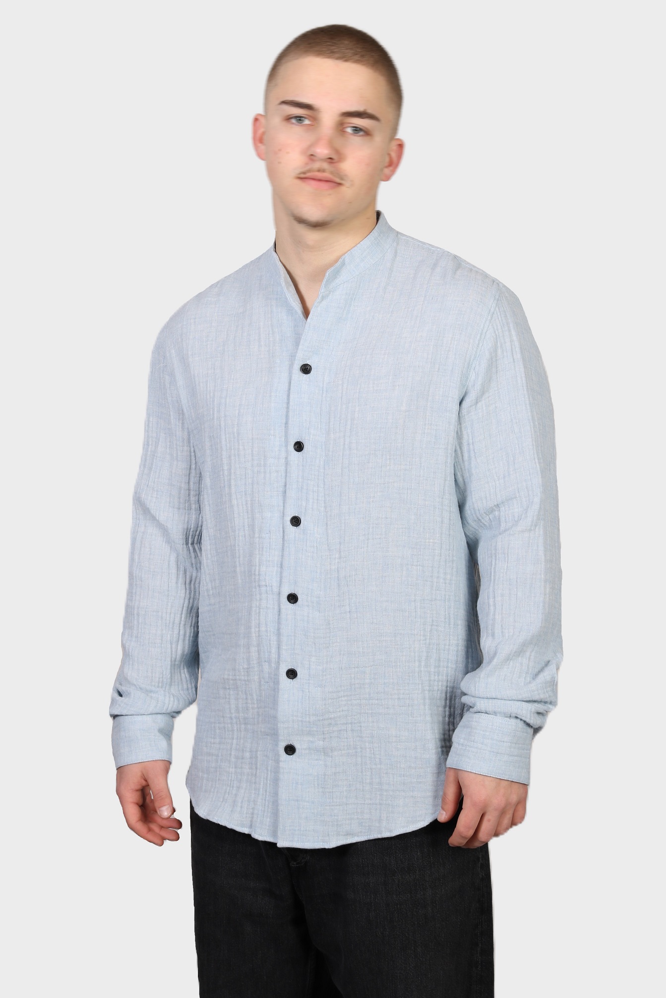 HANNES ROETHER Cotton Shirt in Light Blue HANNES ROETHER Cotton Shirt in Light Blue XXL