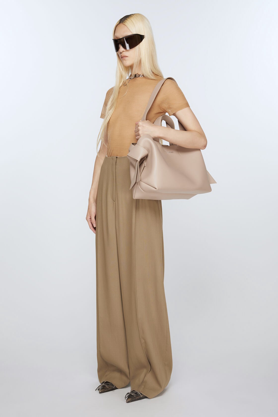 ACNE STUDIOS Musubi Midi Tote Bag in Taupe Beige