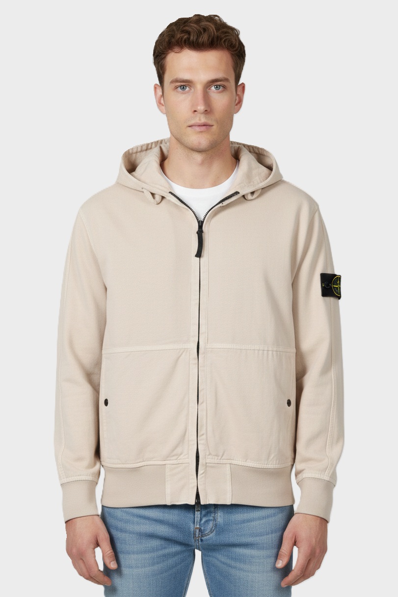 STONE ISLAND Cotton Canvas Jacket in Washed Beige