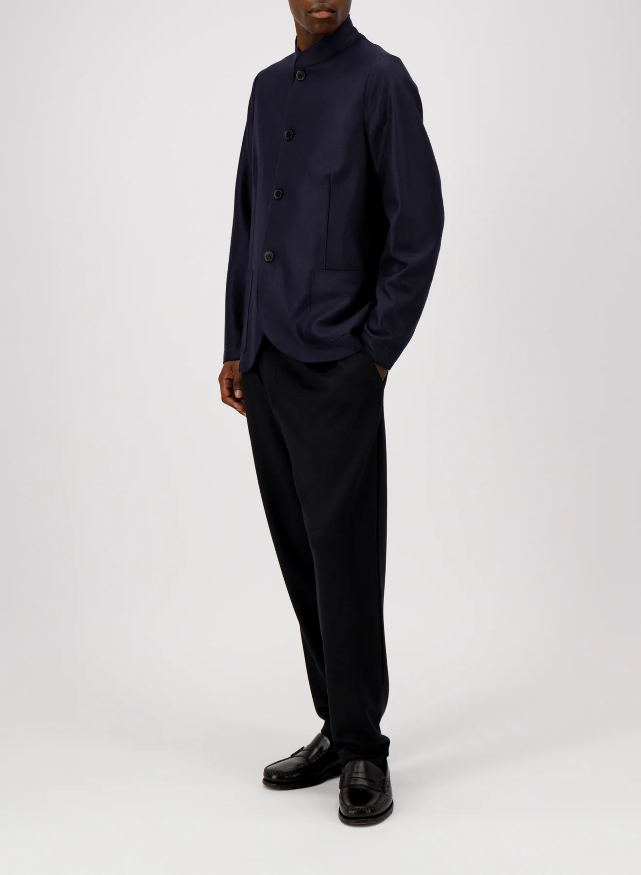 HARRIS WHARF Superfine Merino Jacket in Navy