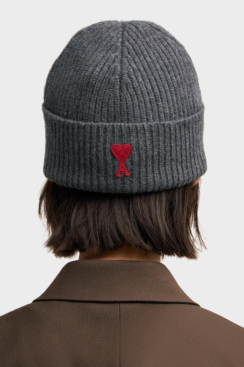 AMI PARIS de Coeur Beanie in Heather Grey