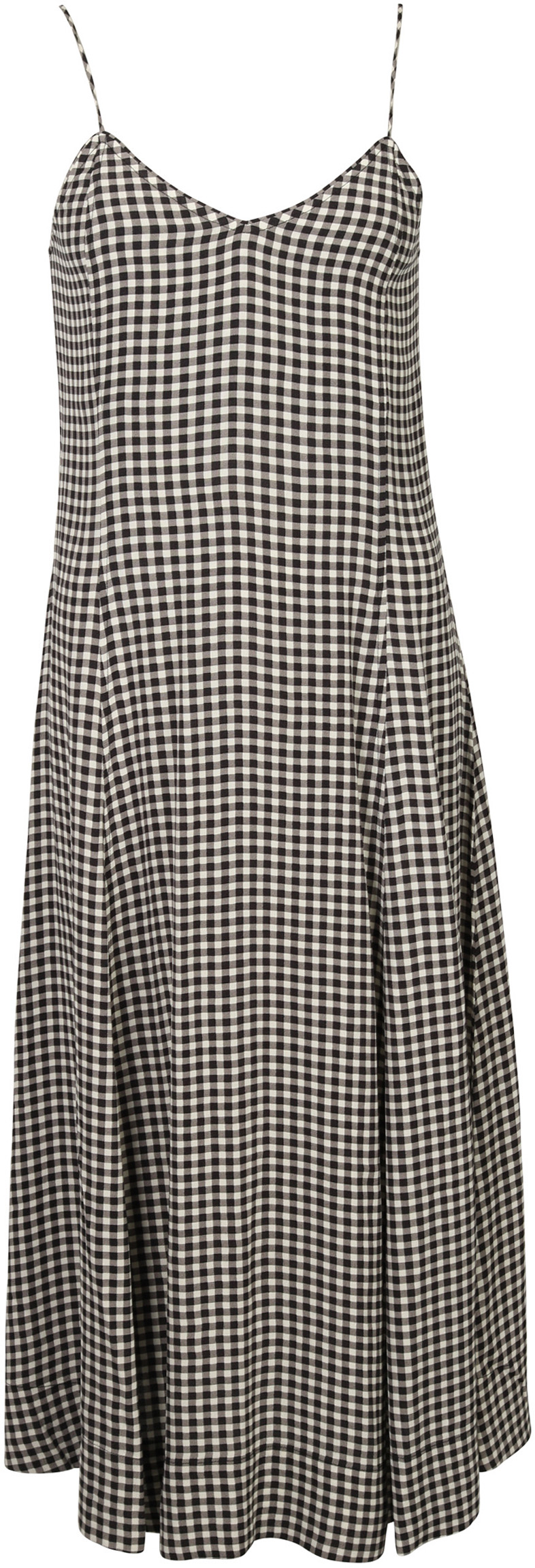 Ganni Check Strap Dress Printed Crepe