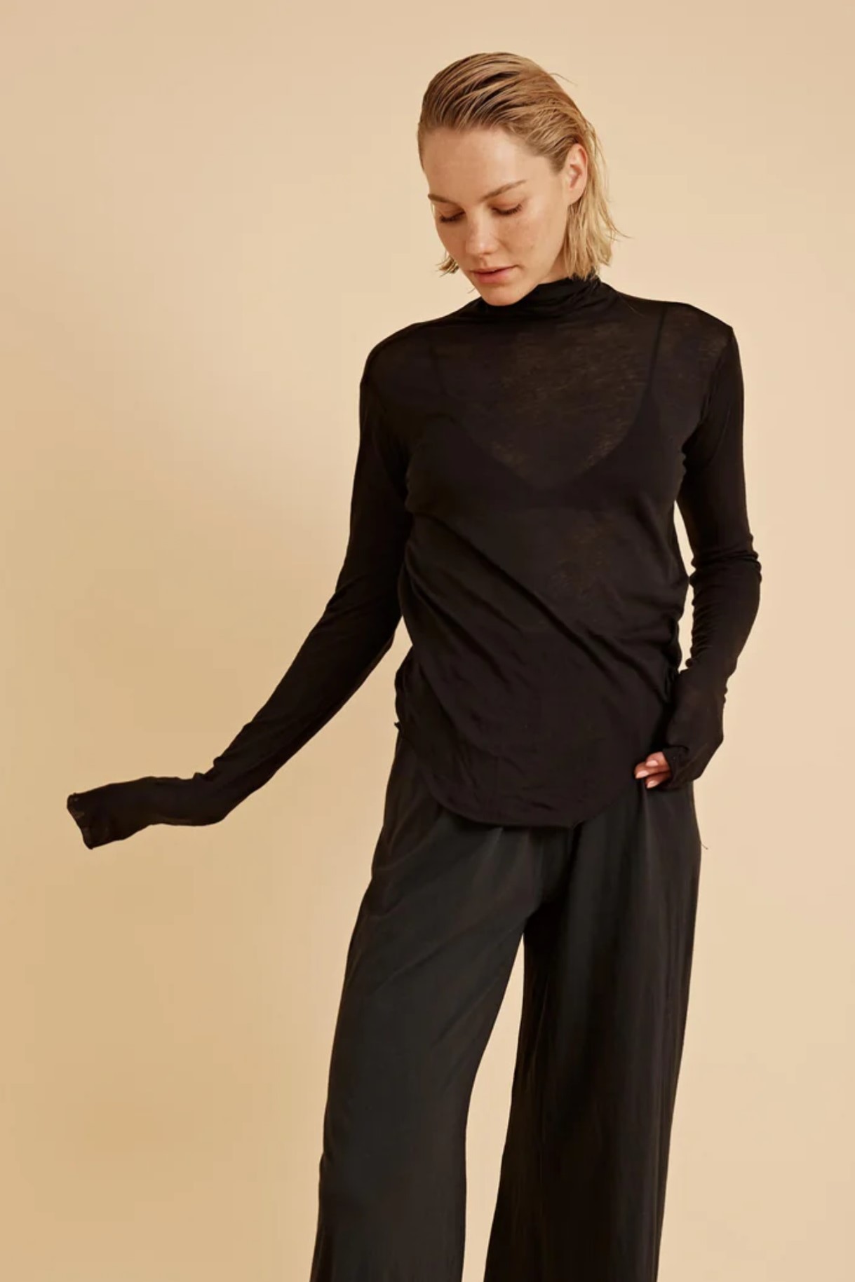 ALL III Molly Light Cotton Turtleneck in Black ALL III Molly Light Cotton Turtleneck in Black L