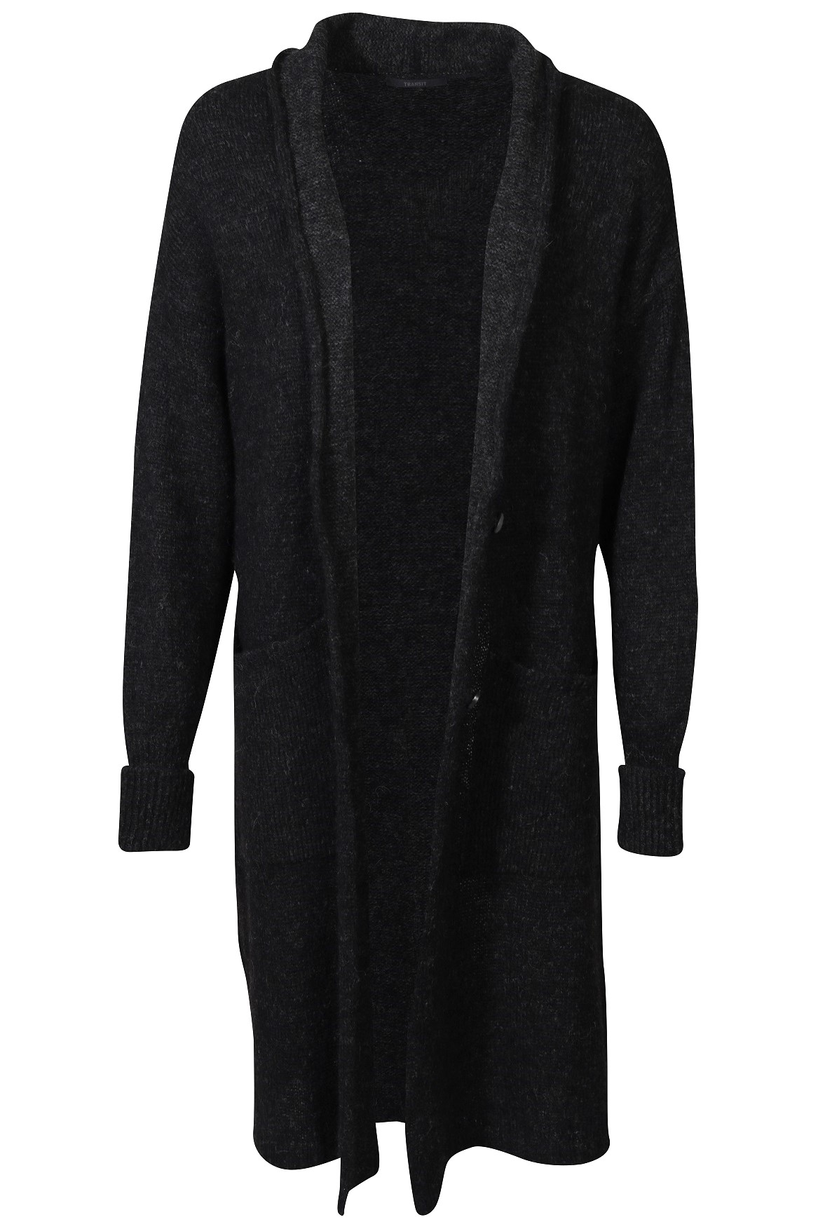 TRANSIT PAR SUCH Fluffy Knit Cardigan in Charcoal