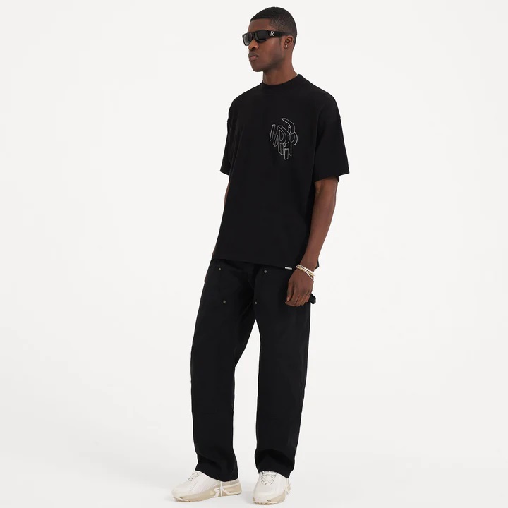 REPRESENT Initial Assembly Outline T-Shirt in Jet Black S