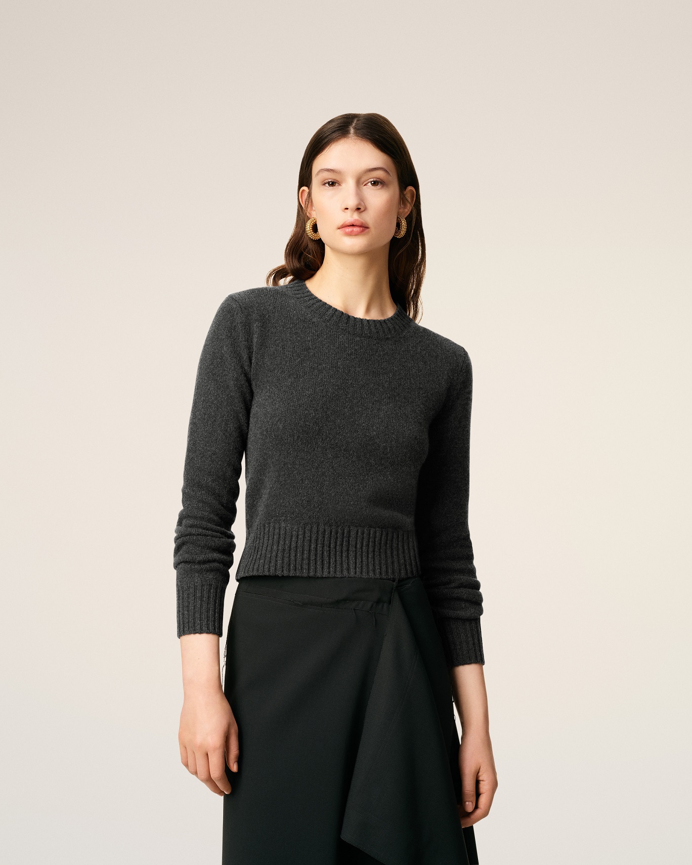 AMI PARIS de Coeur Cashmere Knit Pullover in Anthracite L