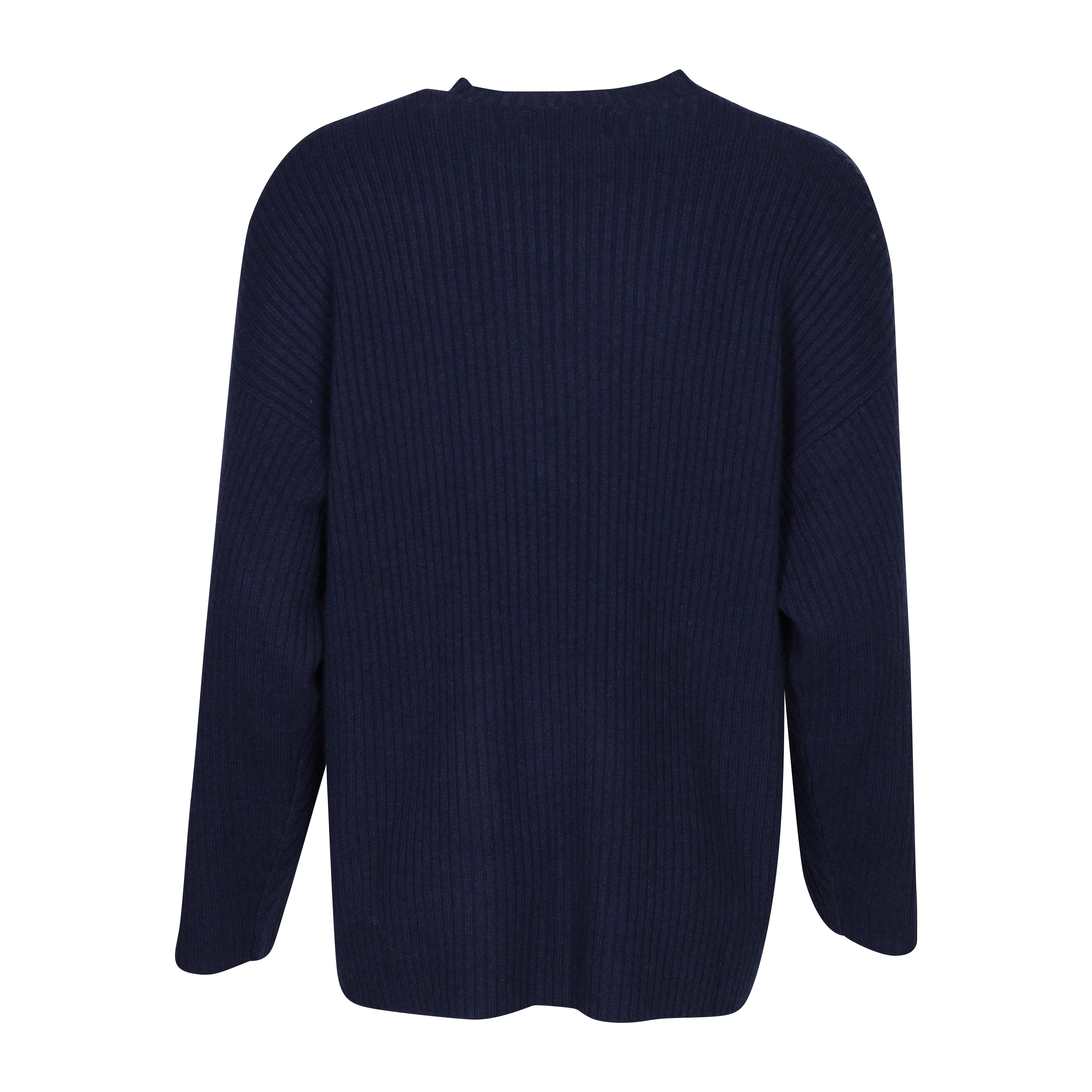Flona Cashmere Rib Pullover in Navy