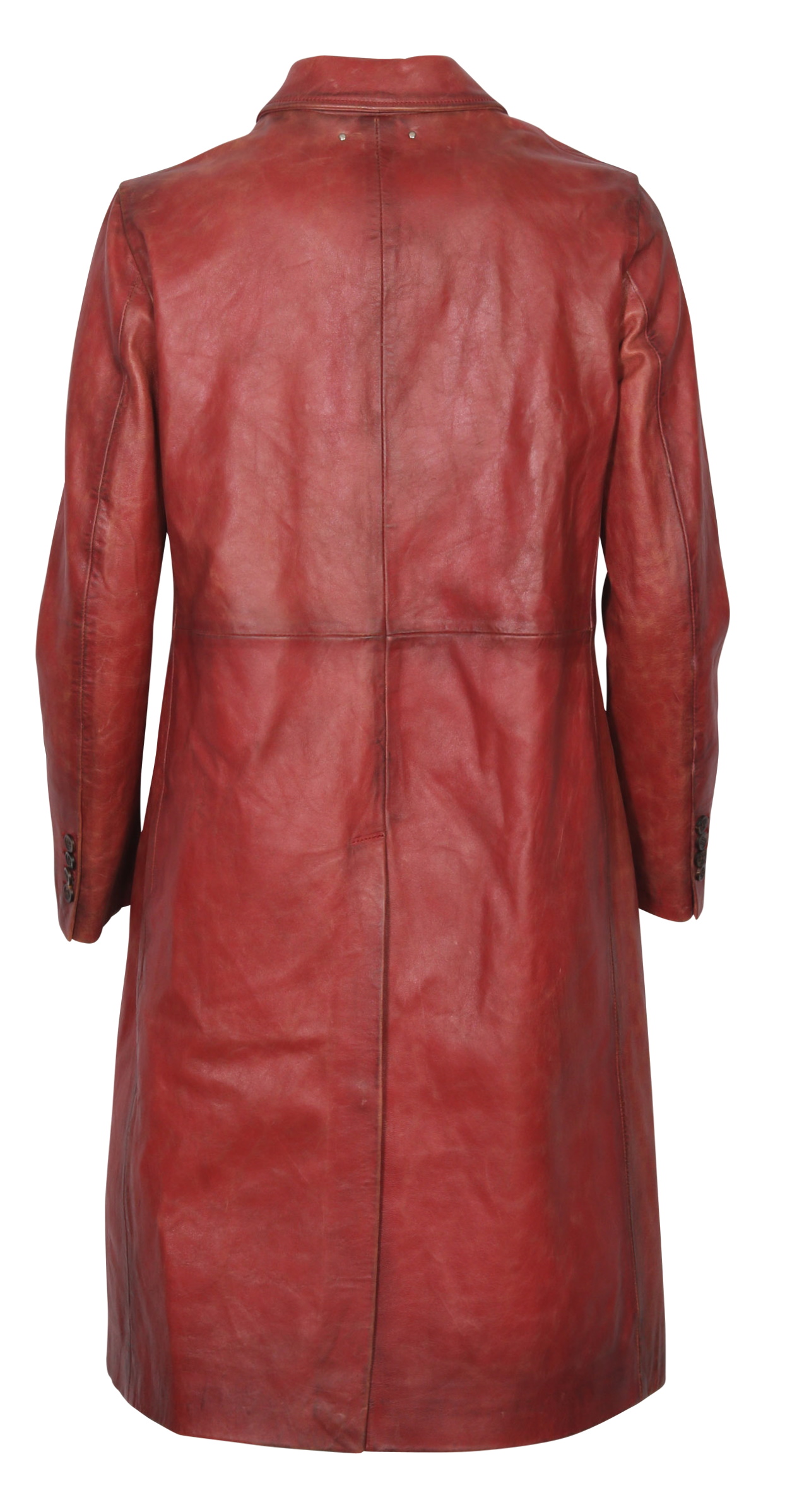 Golden Goose Vintage Leather Coat Amelia Faded Red