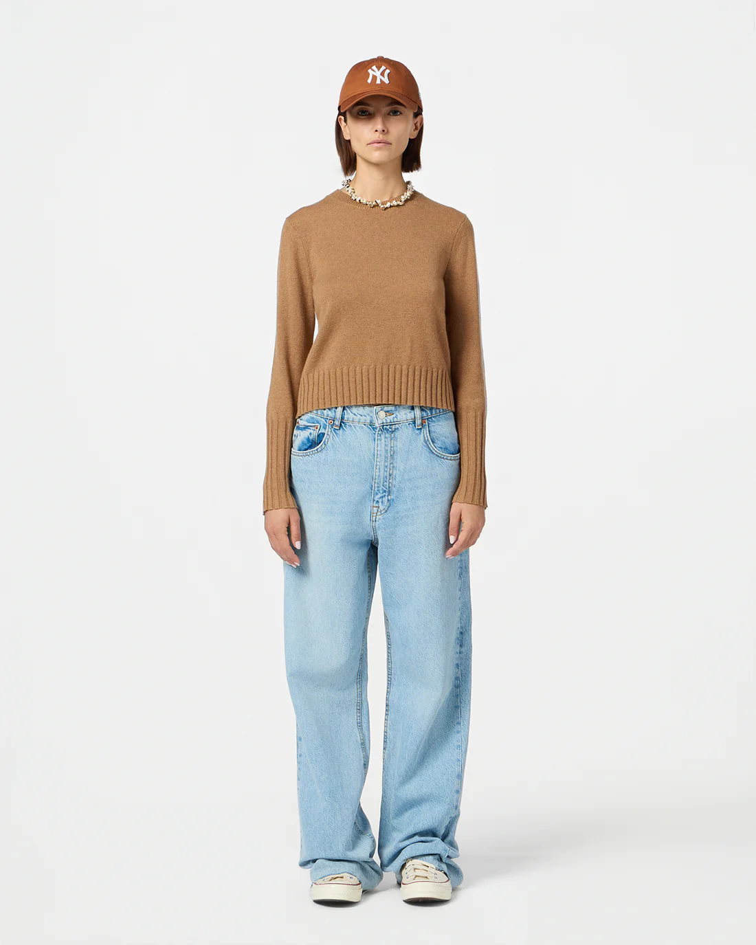 GUEST IN RESIDENCE Shrunken Crewneck Sweater in Almond L