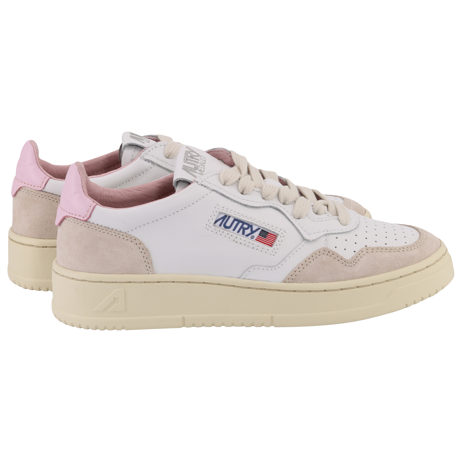 Autry Action Shoes Vintage Suede White/Light Pink