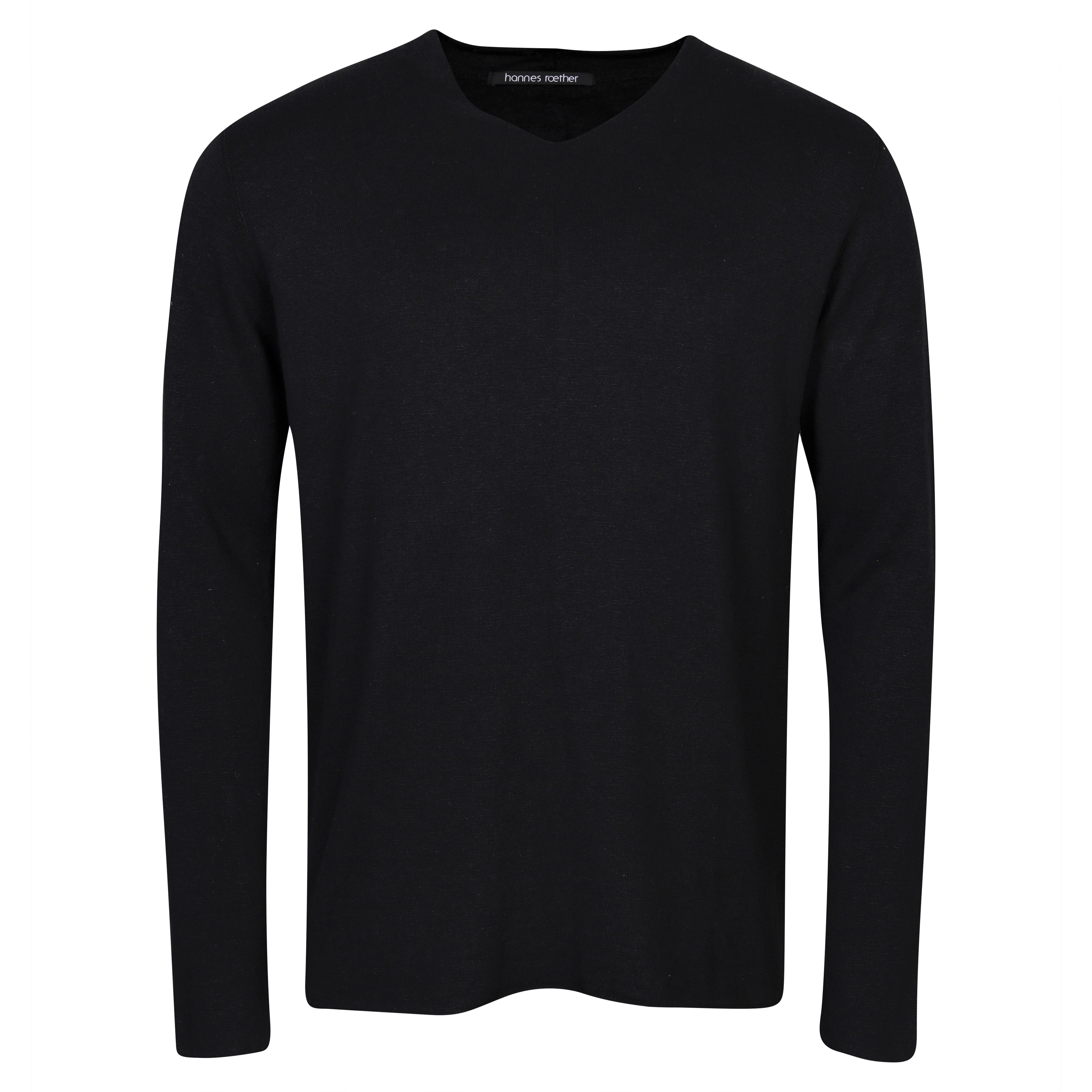 Hannes Roether V-Neck Knit Sweater in Black