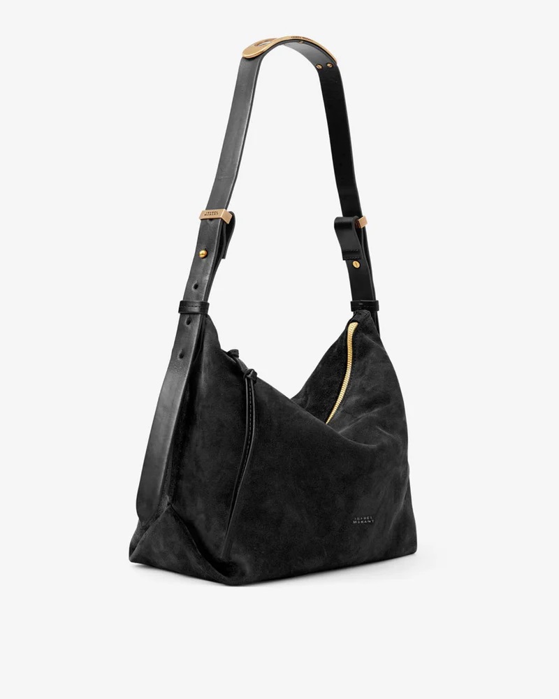 ISABEL MARANT Leyden Shoulder Bag in Black Velvet