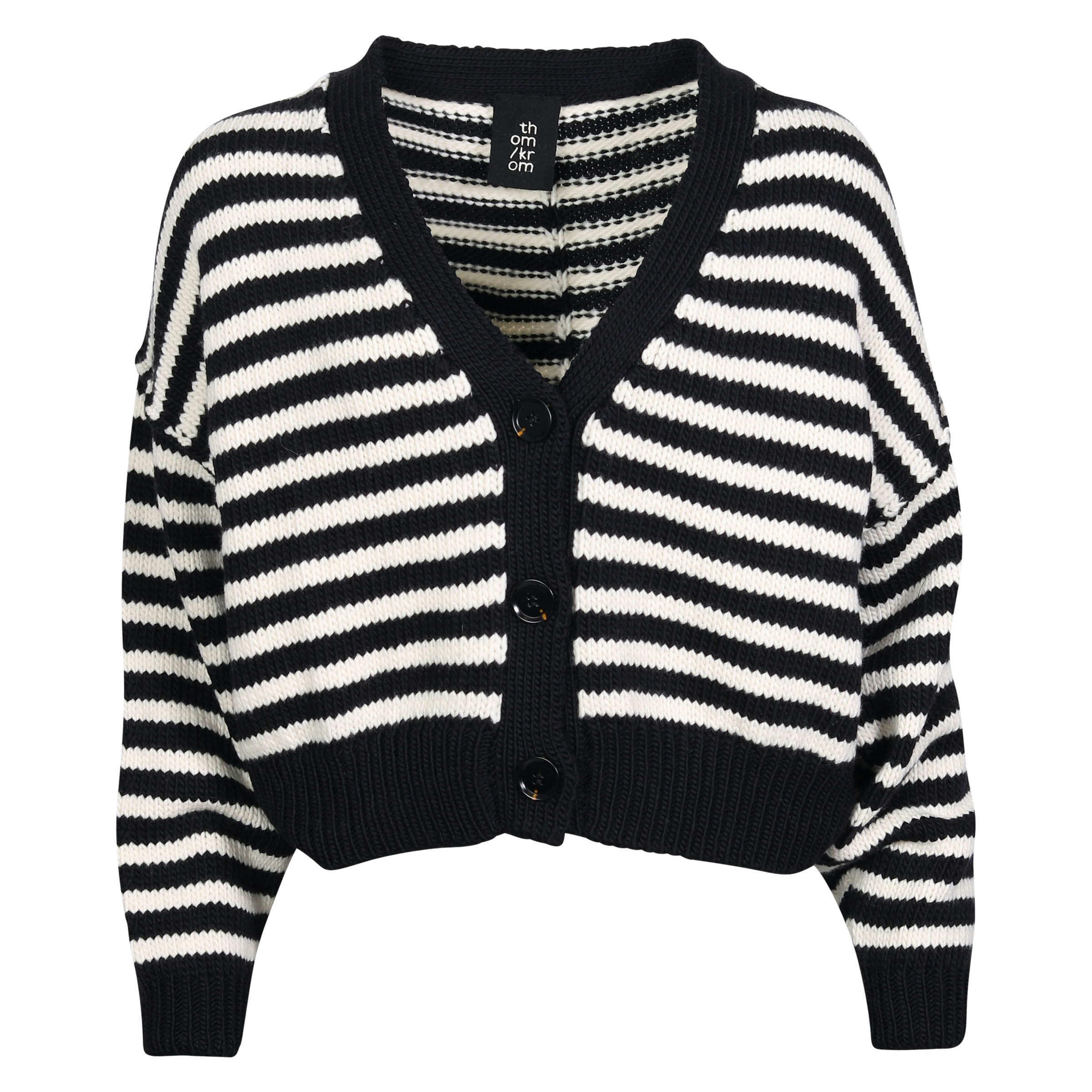 Thom Krom Striped Knit Cardigan in Black/White