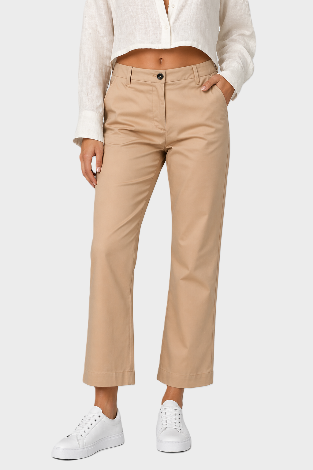NINE:INTHE:MORNING Magda Cropped Bootcut in Beige