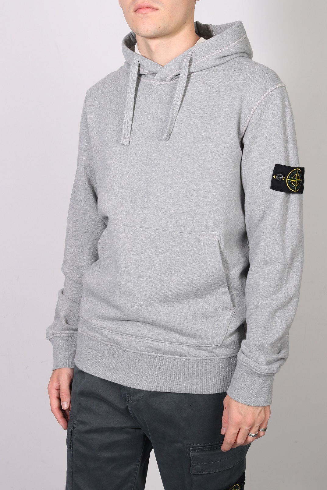 STONE ISLAND Sweat Hoodie in Grey Melange L