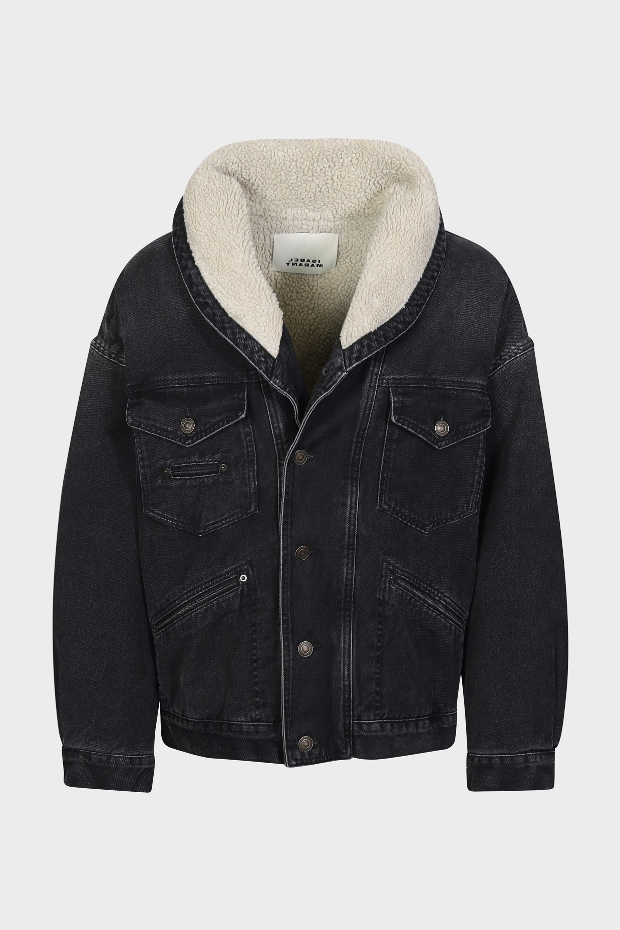 ISABEL MARANT ÉTOILE Padded Denim Jacket in Faded Black