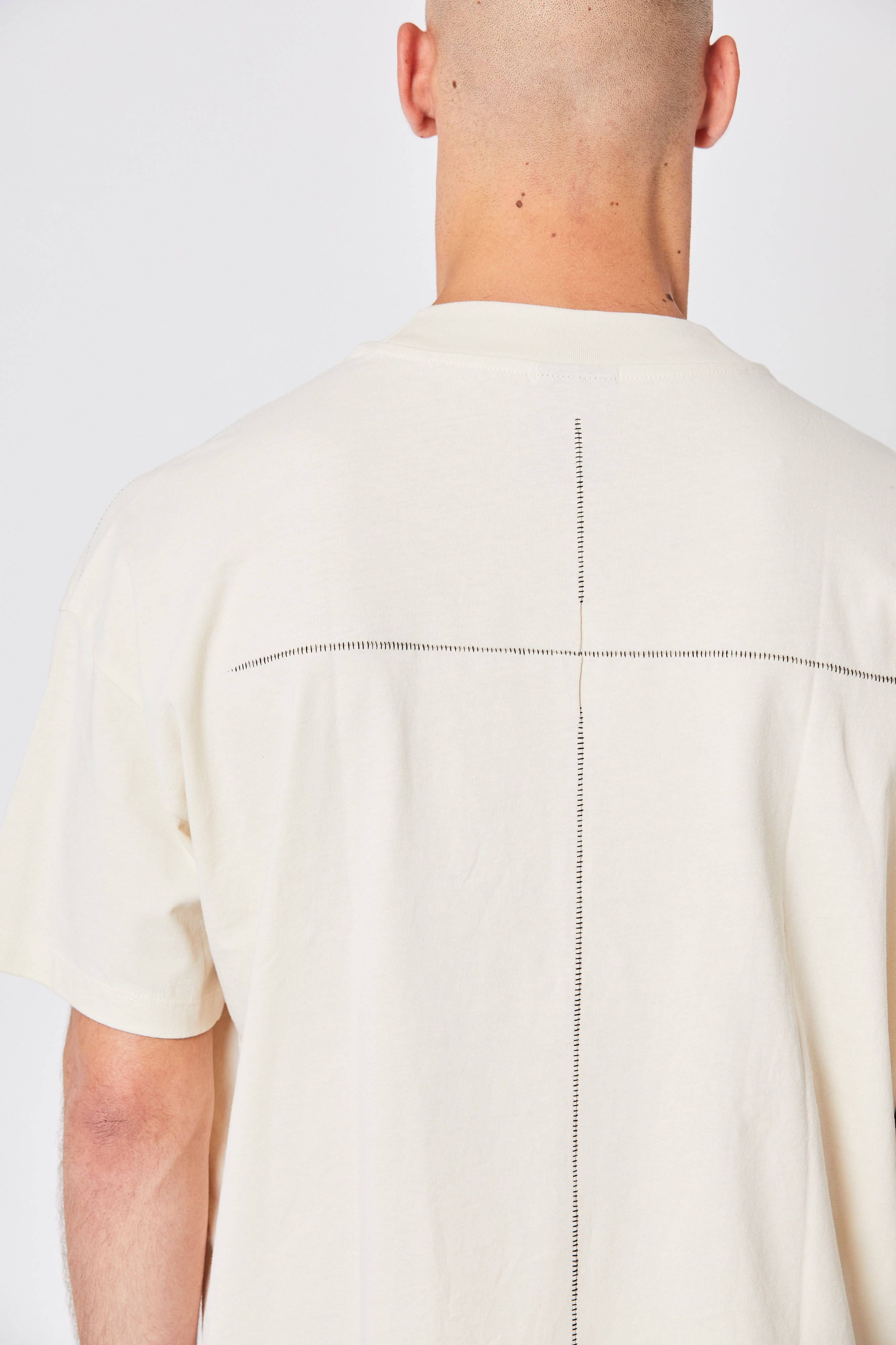 Thom Krom Oversize T-Shirt with Stitches in Ivory