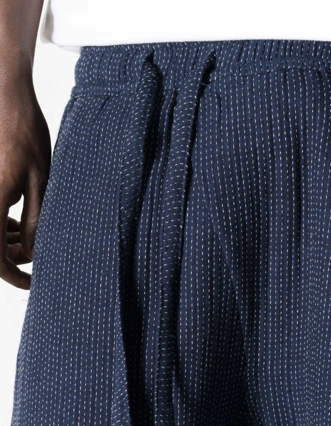 MAHARISHI 7300 Light Kantha Asym Track Pant in Indigo